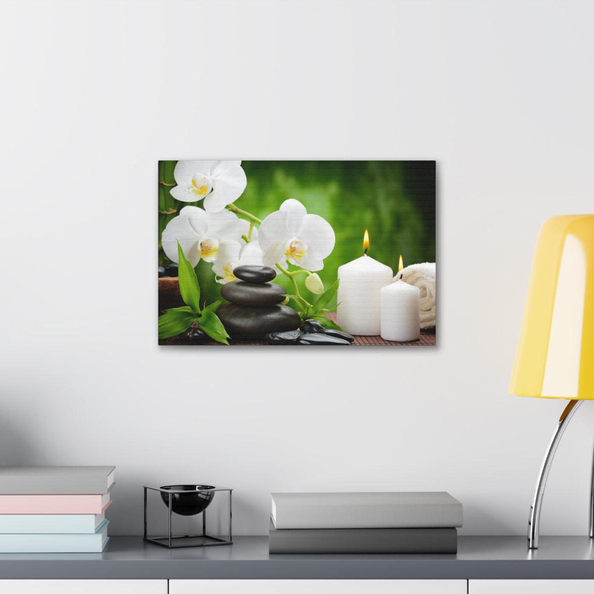 Zen Basalt Stones Forest Floral Nature Photography Canvas Wall Art for Home Decor Ready-to-Hang-Express Your Love Gifts