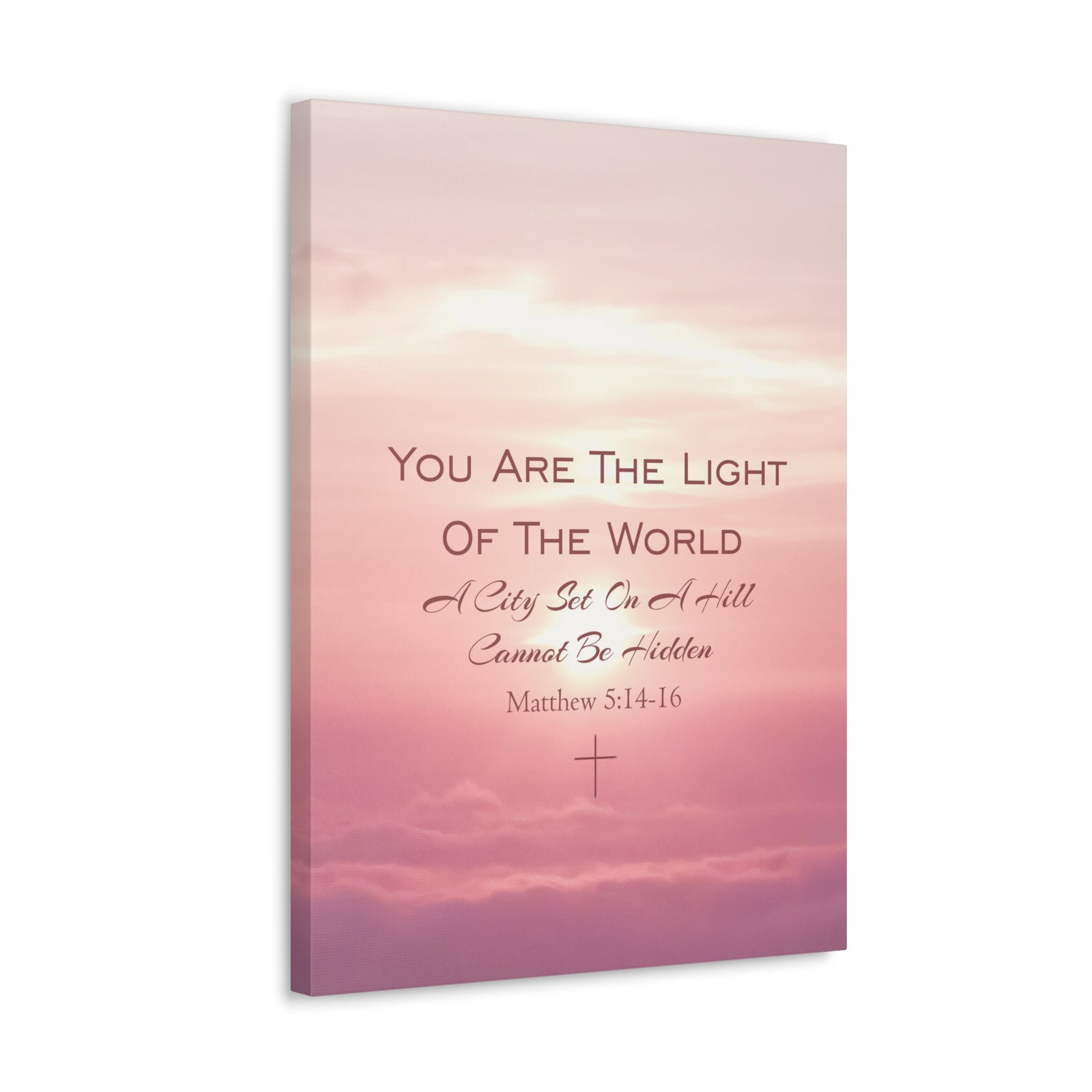 Scripture Canvas Light Of The World Matthew 5:14-16 Christian Wall Art Bible Verse Print Ready to Hang-Express Your Love Gifts
