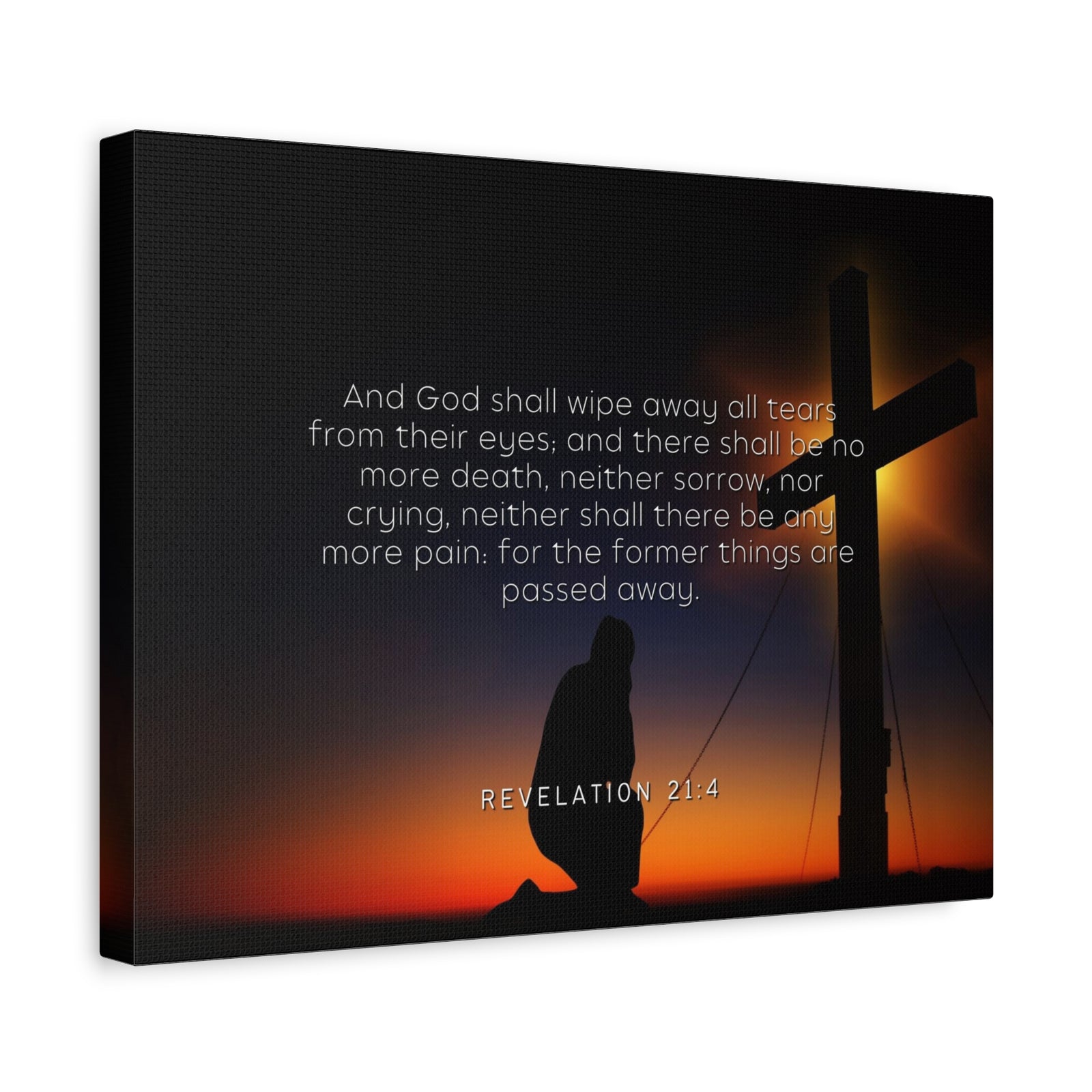 Scripture Canvas All Tears Revelation 21:4 Christian Wall Art Bible Verse Print Ready to Hang-Express Your Love Gifts