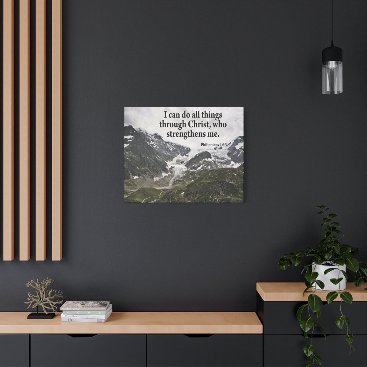 Scripture Canvas Christ Strenthens Me Philippians 4:13 Christian Wall Art Bible Verse Print Ready to Hang-Express Your Love Gifts