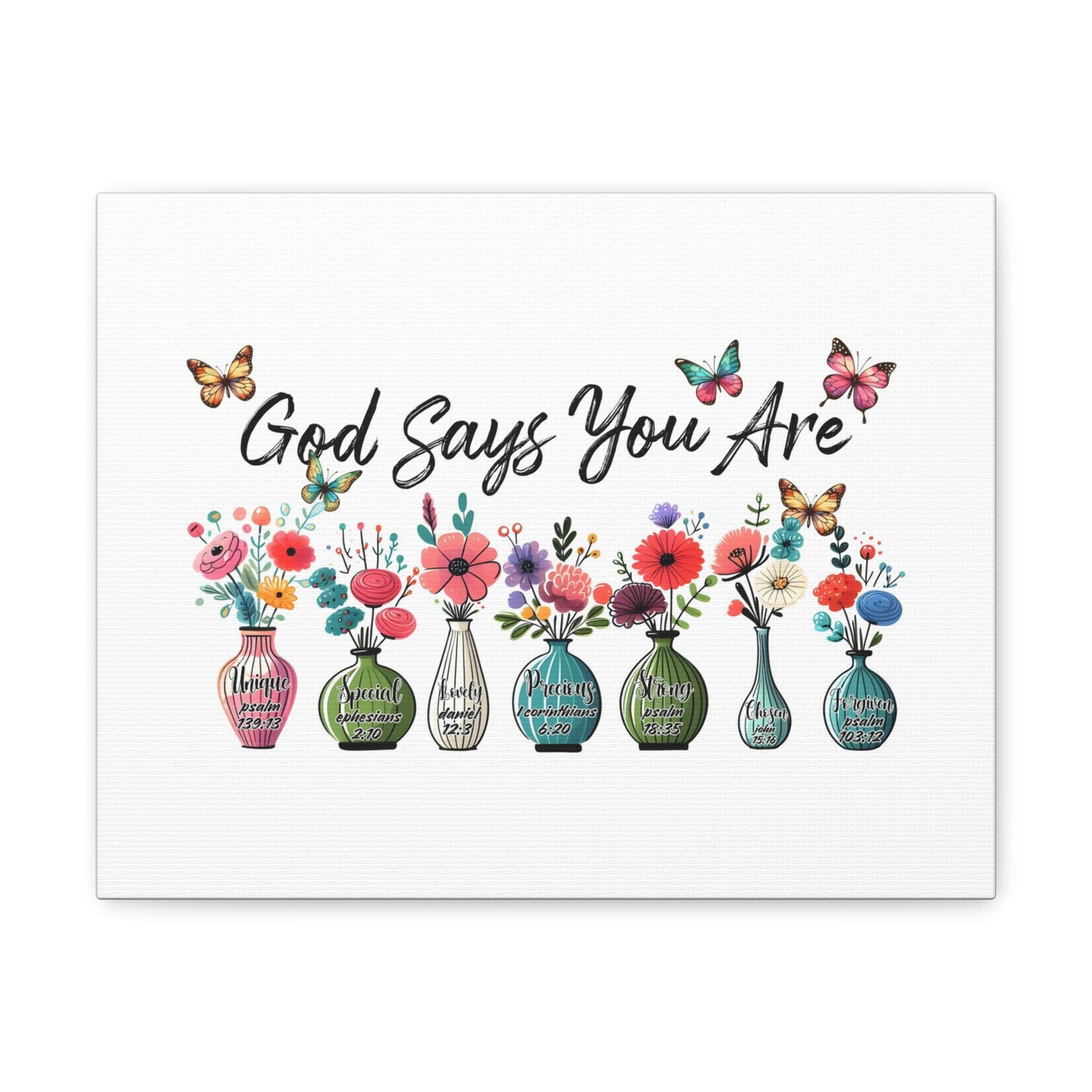 Scripture Walls God Says You Are Bible Verse Canvas Christian Wall Art Ready to Hang Unframed-Express Your Love Gifts