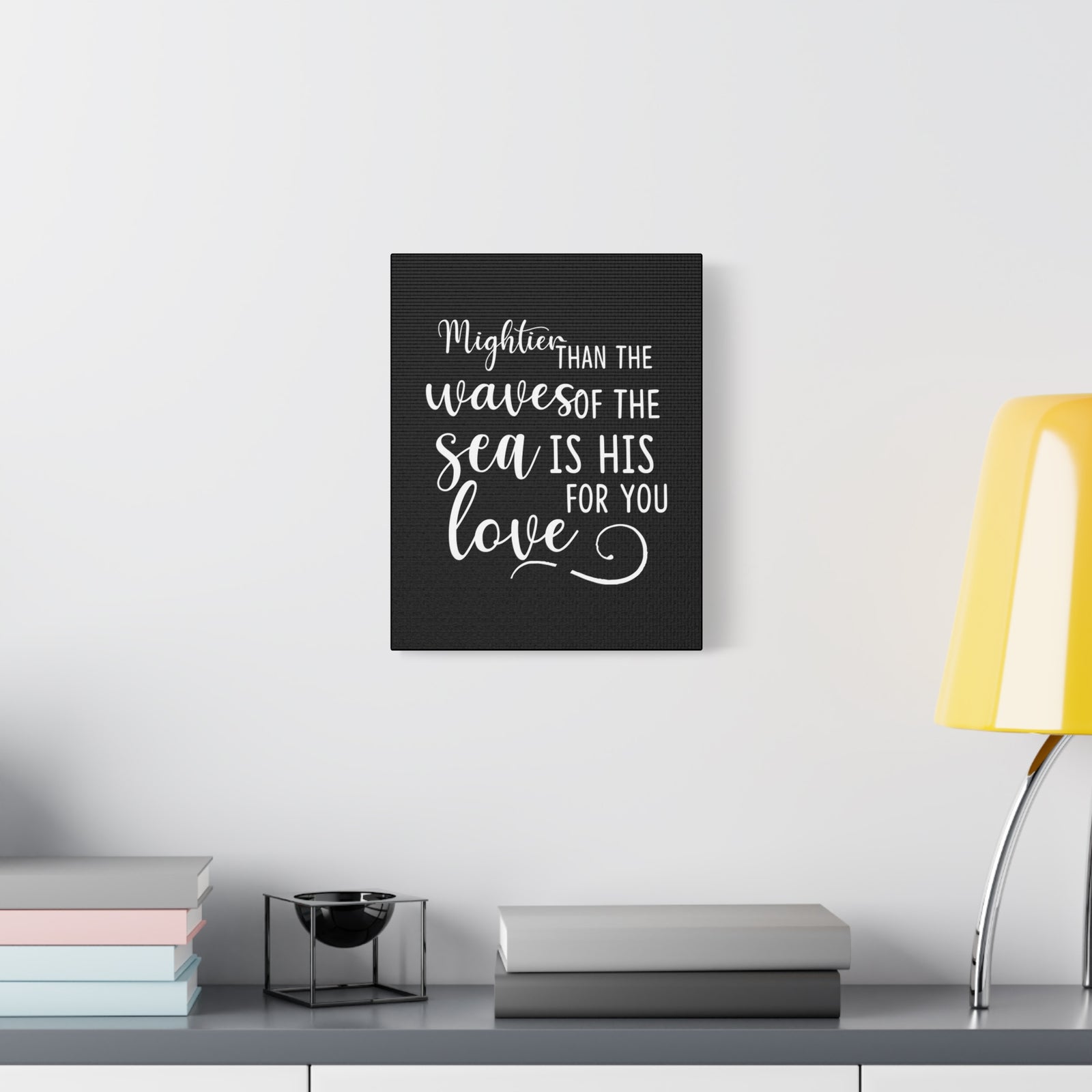 Scripture Canvas Mightier Than The Waves Of The Sea Psalm 93:4 Christian Wall Art Bible Verse Print Ready to Hang-Express Your Love Gifts