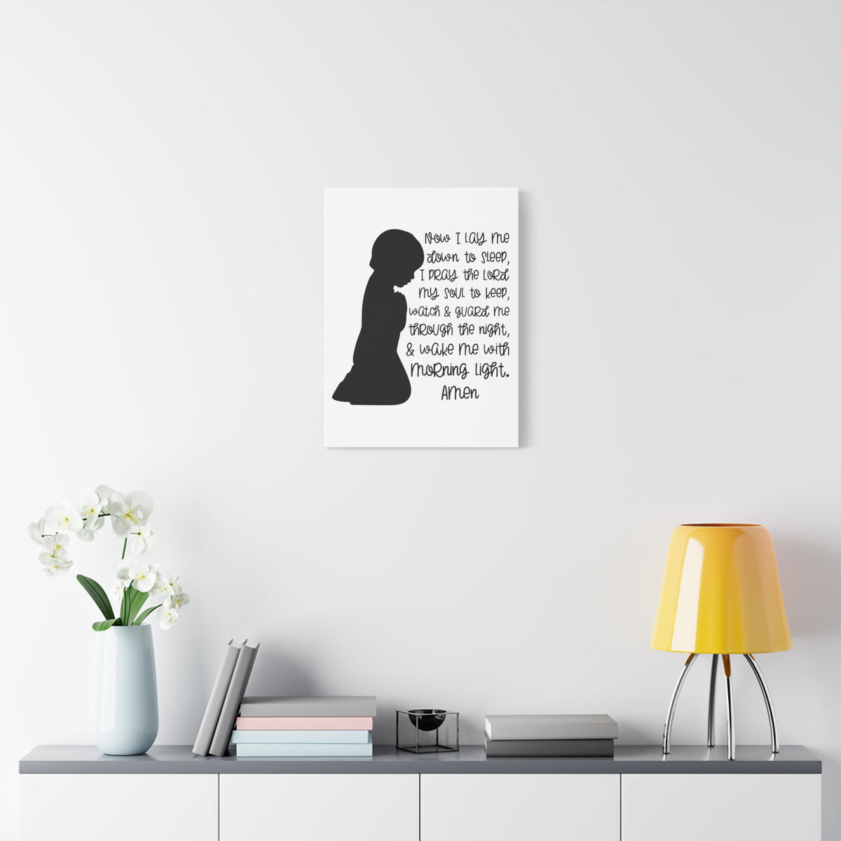 Scripture Canvas Wake Me With Morning Psalms 4:8 Christian Wall Art Print Ready to Hang-Express Your Love Gifts