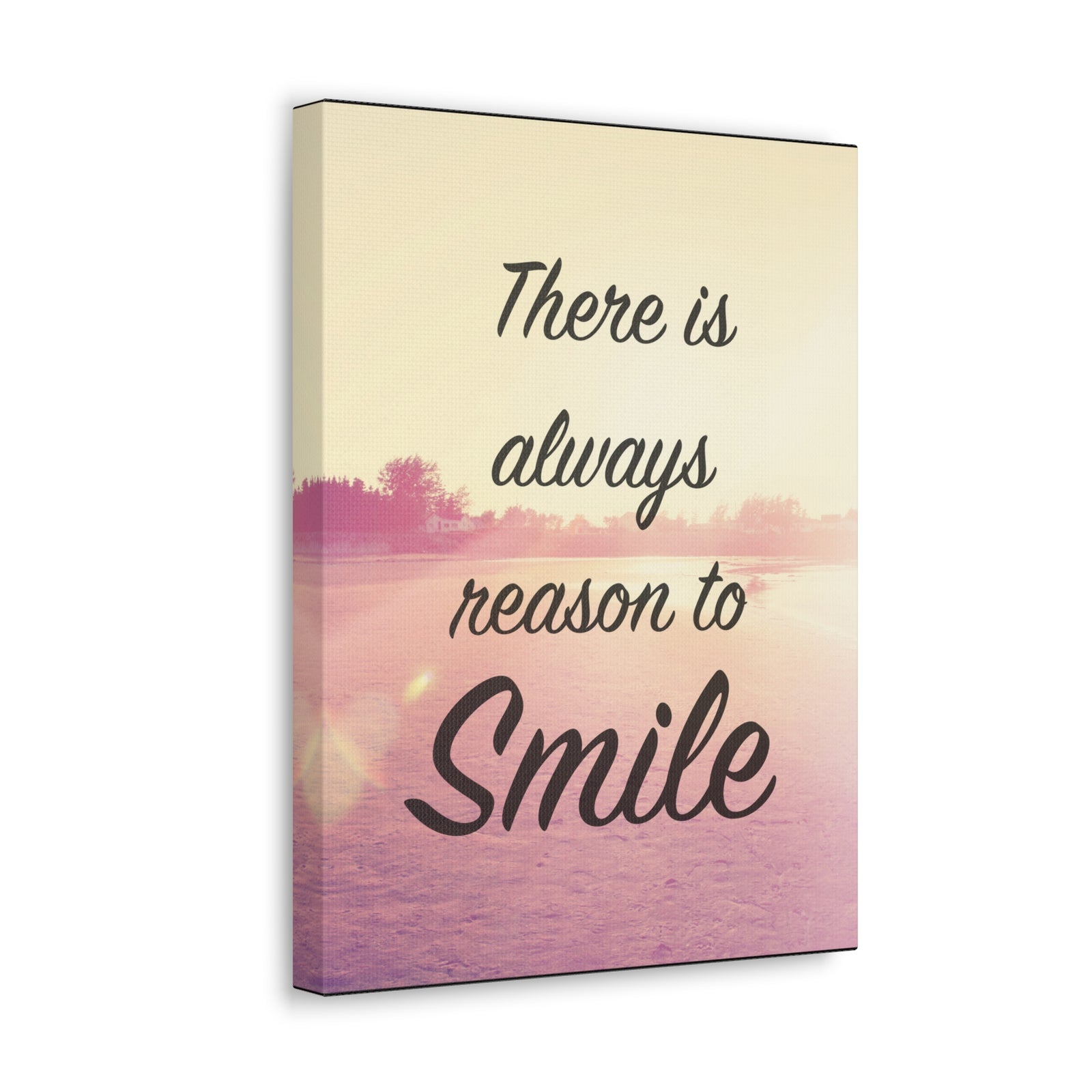 Inspirational Quote Canvas There Is Always Reason To Smile Motivational Print Ready to Hang Artwork-Express Your Love Gifts