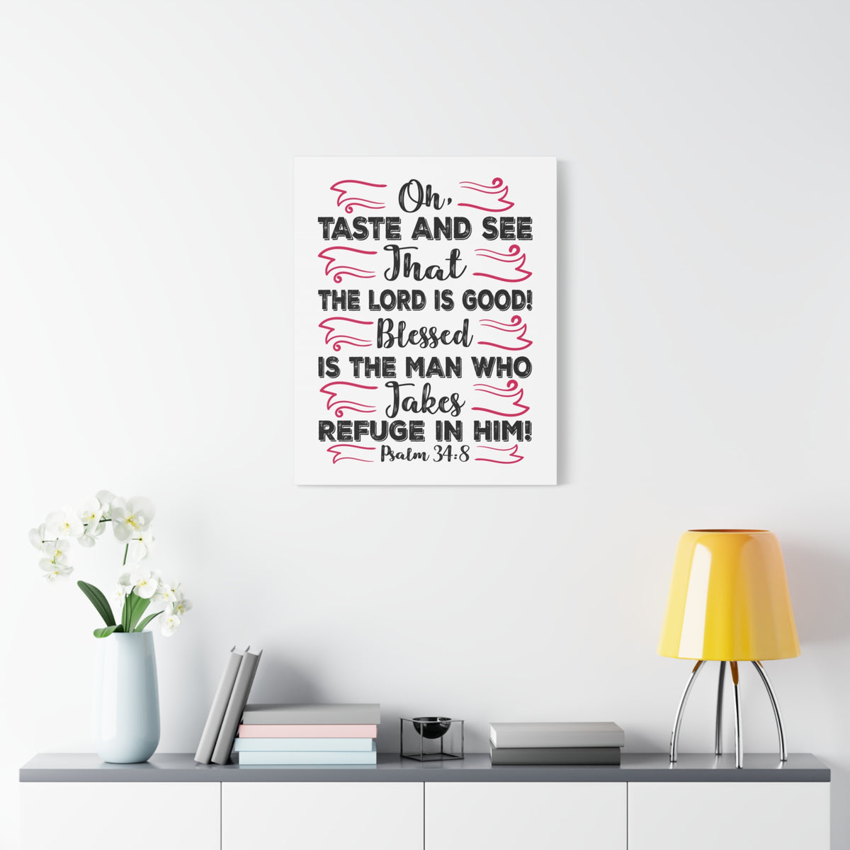 Scripture Canvas The Lord Is Good Psalm 34:8 Christian Wall Art Bible Verse Print Ready to Hang-Express Your Love Gifts