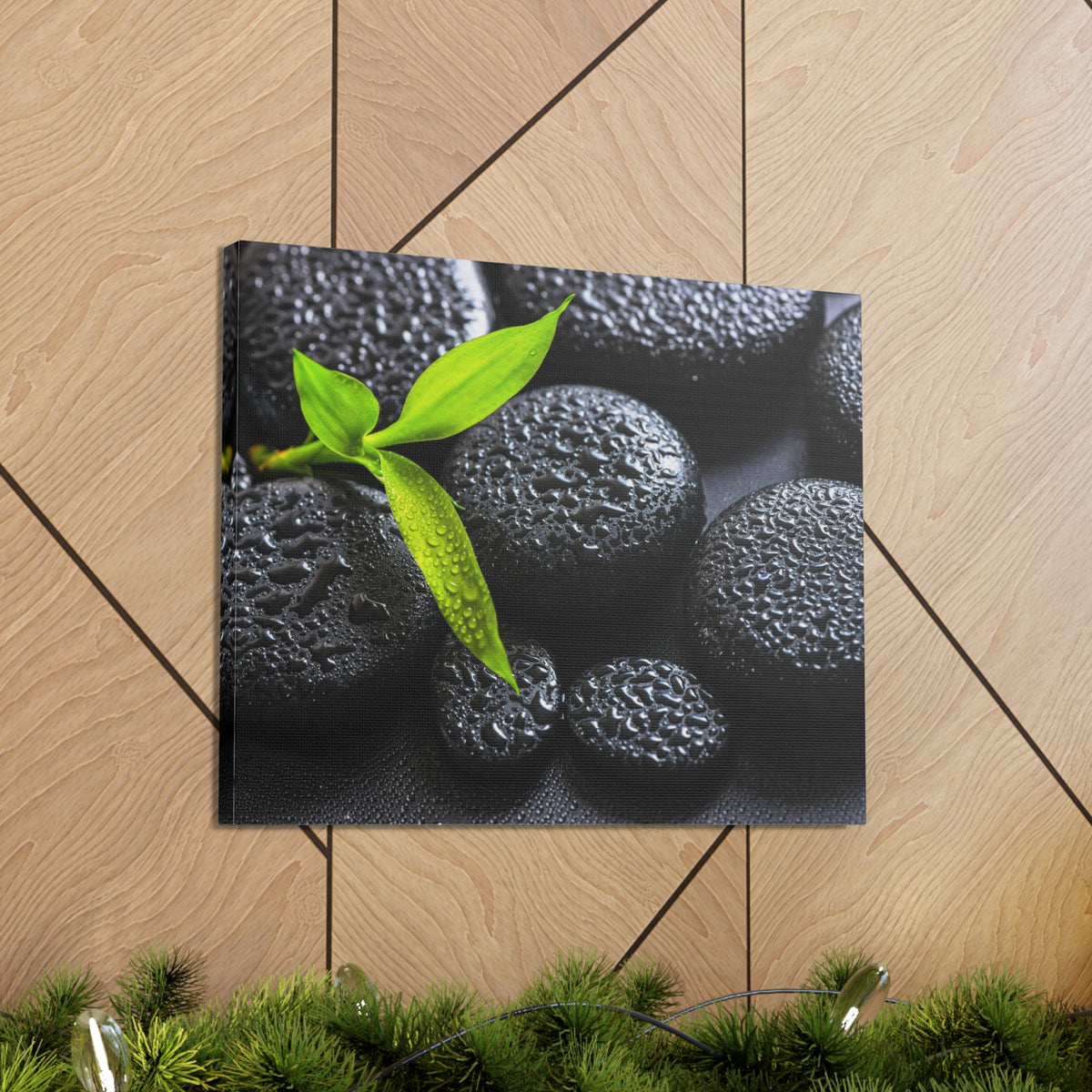 Green Branch Bamboo Forest Floral Nature Photography Canvas Wall Art for Home Decor Ready-to-Hang-Express Your Love Gifts