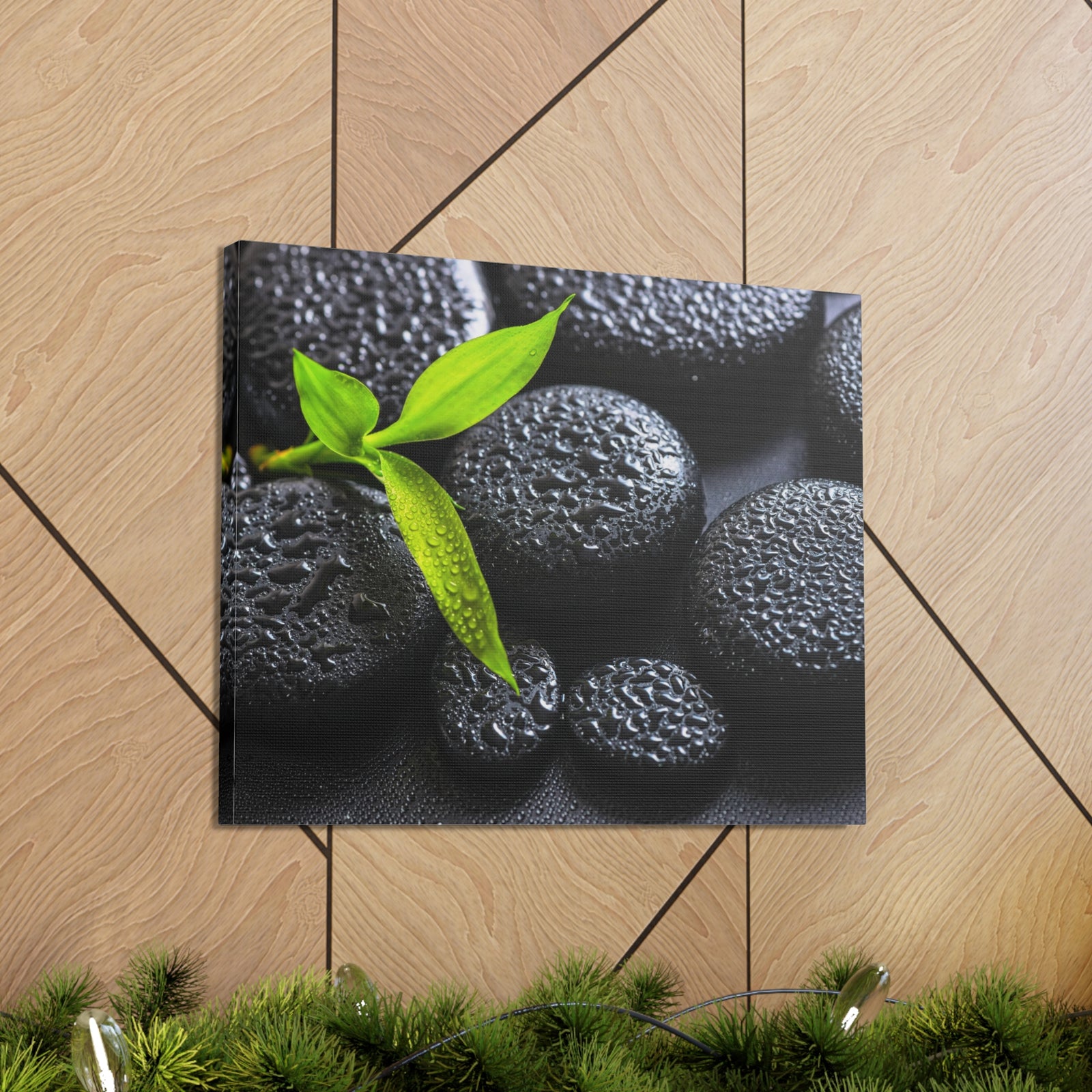 Green Branch Bamboo Forest Floral Nature Photography Canvas Wall Art for Home Decor Ready-to-Hang-Express Your Love Gifts