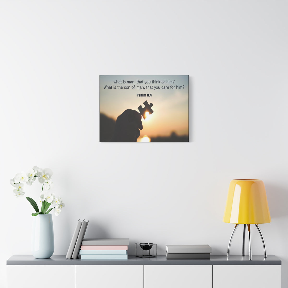 Scripture Canvas What is Man Psalm 8:4 Christian Wall Art Bible Verse Print Ready to Hang-Express Your Love Gifts