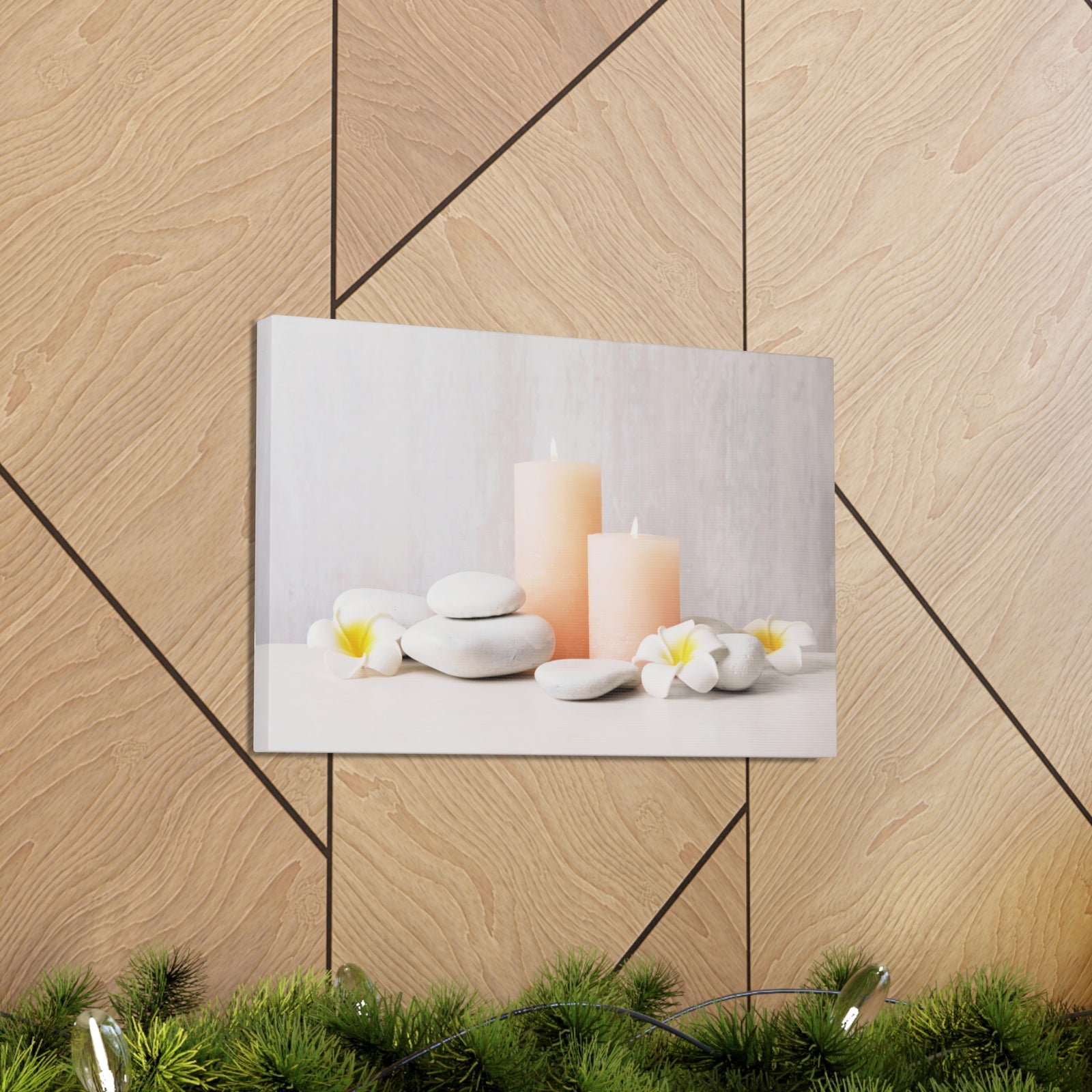 Lighted Candles and Flowers Forest Floral Nature Photography Canvas Wall Art for Home Decor Ready-to-Hang-Express Your Love Gifts