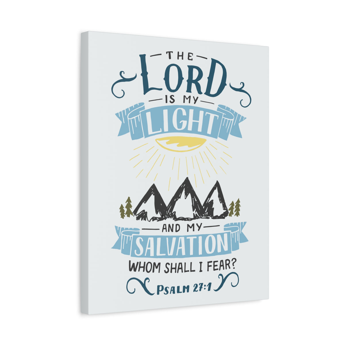 Scripture Canvas The Lord Is My Light Psalm 27:1 Christian Wall Art Bible Verse Print Ready to Hang-Express Your Love Gifts