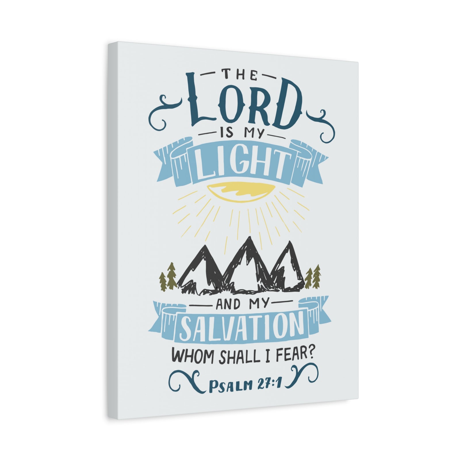 Scripture Canvas The Lord Is My Light Psalm 27:1 Christian Wall Art Bible Verse Print Ready to Hang-Express Your Love Gifts