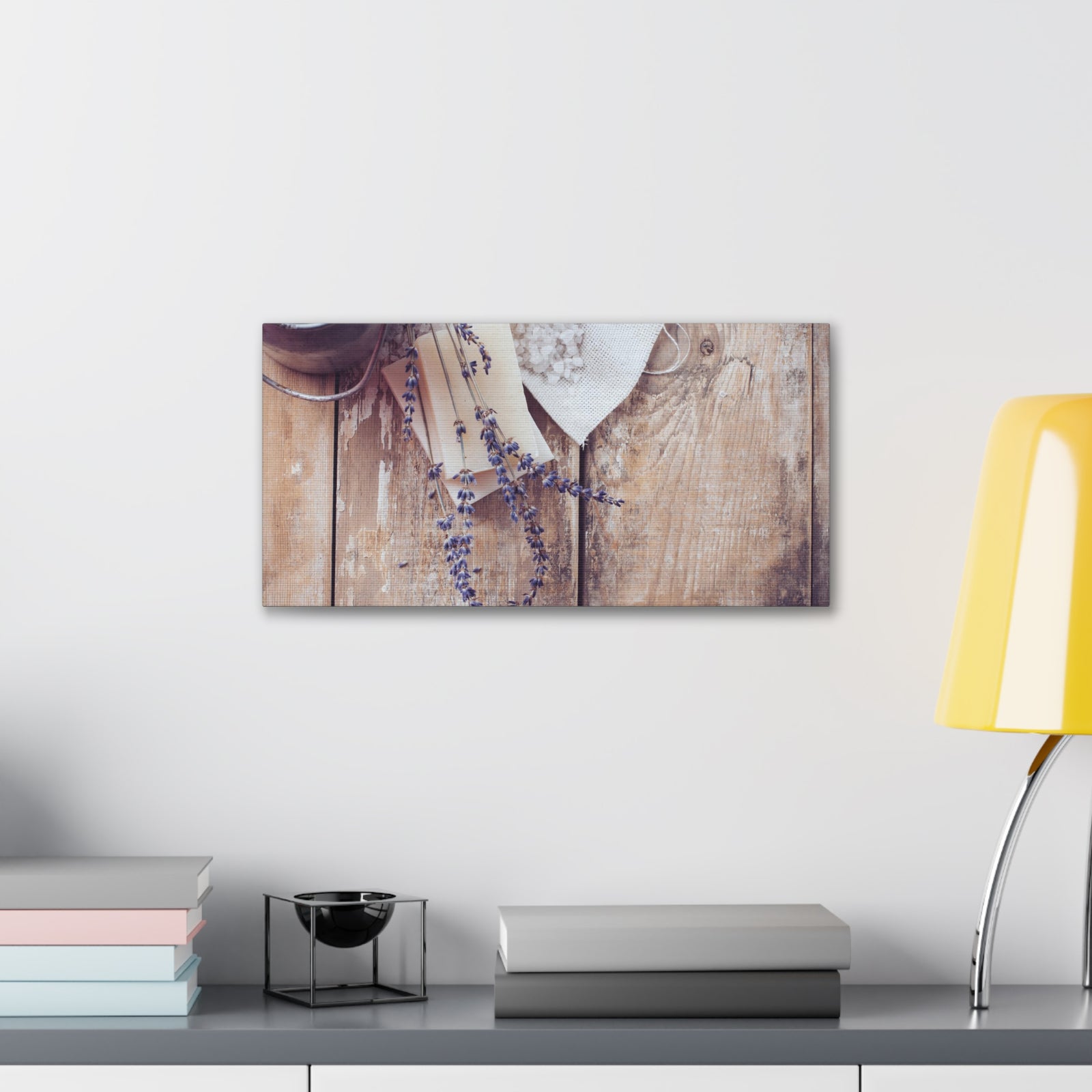 Lilac Flowers On Wooden Plank Rustic Country Background Canvas Wall Art for Home Decor Ready-to-Hang-Express Your Love Gifts