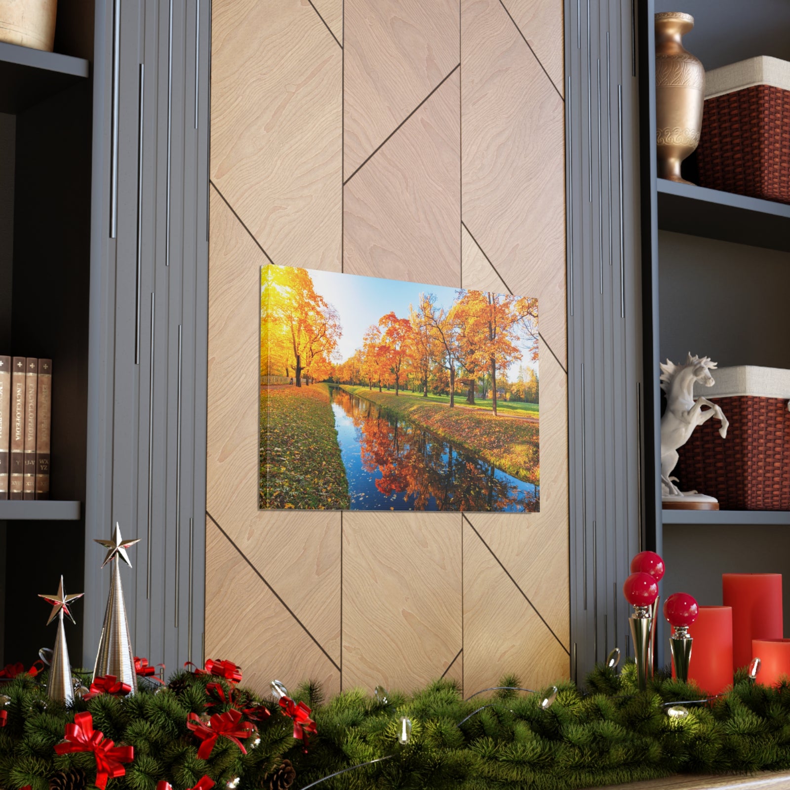 Obvodny Canal in Autumn Forest Floral Nature Photography Canvas Wall Art for Home Decor Ready-to-Hang-Express Your Love Gifts