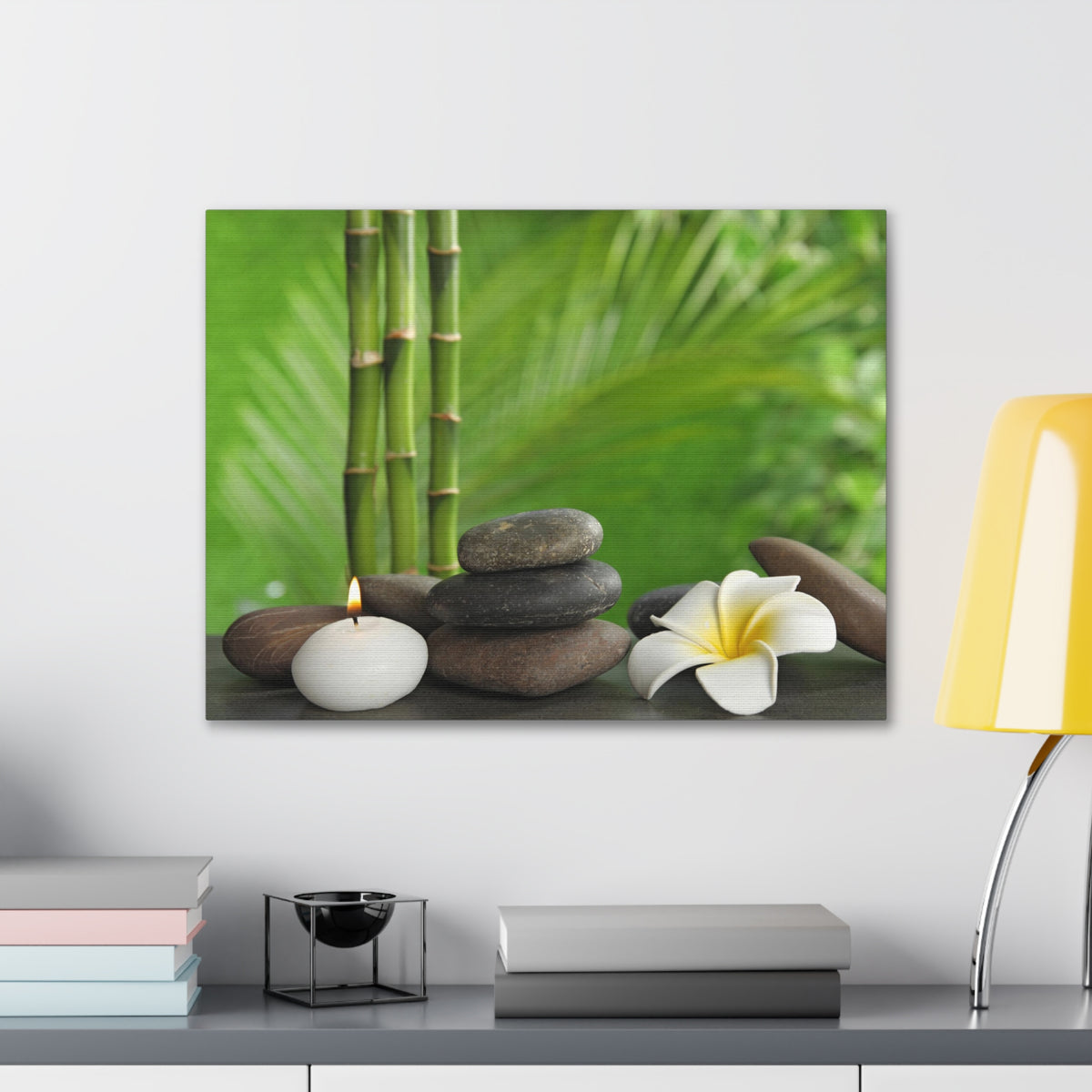 Stones on Table Forest Floral Nature Photography Canvas Wall Art for Home Decor Ready-to-Hang-Express Your Love Gifts