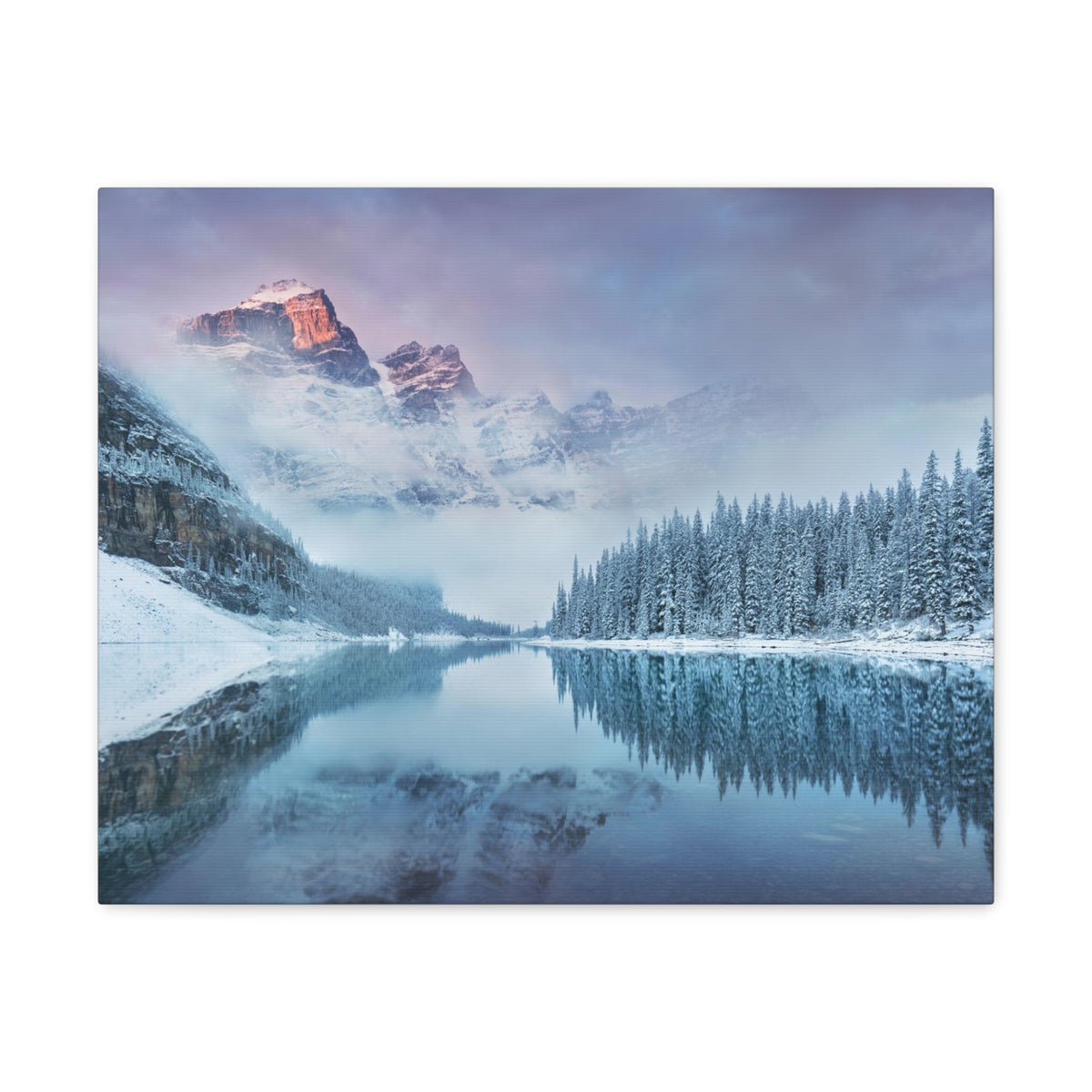 Mountain Winter Lake Pine Tree Nature Wilderness Photography Canvas Wall Art for Home Decor Ready-to-Hang-Express Your Love Gifts