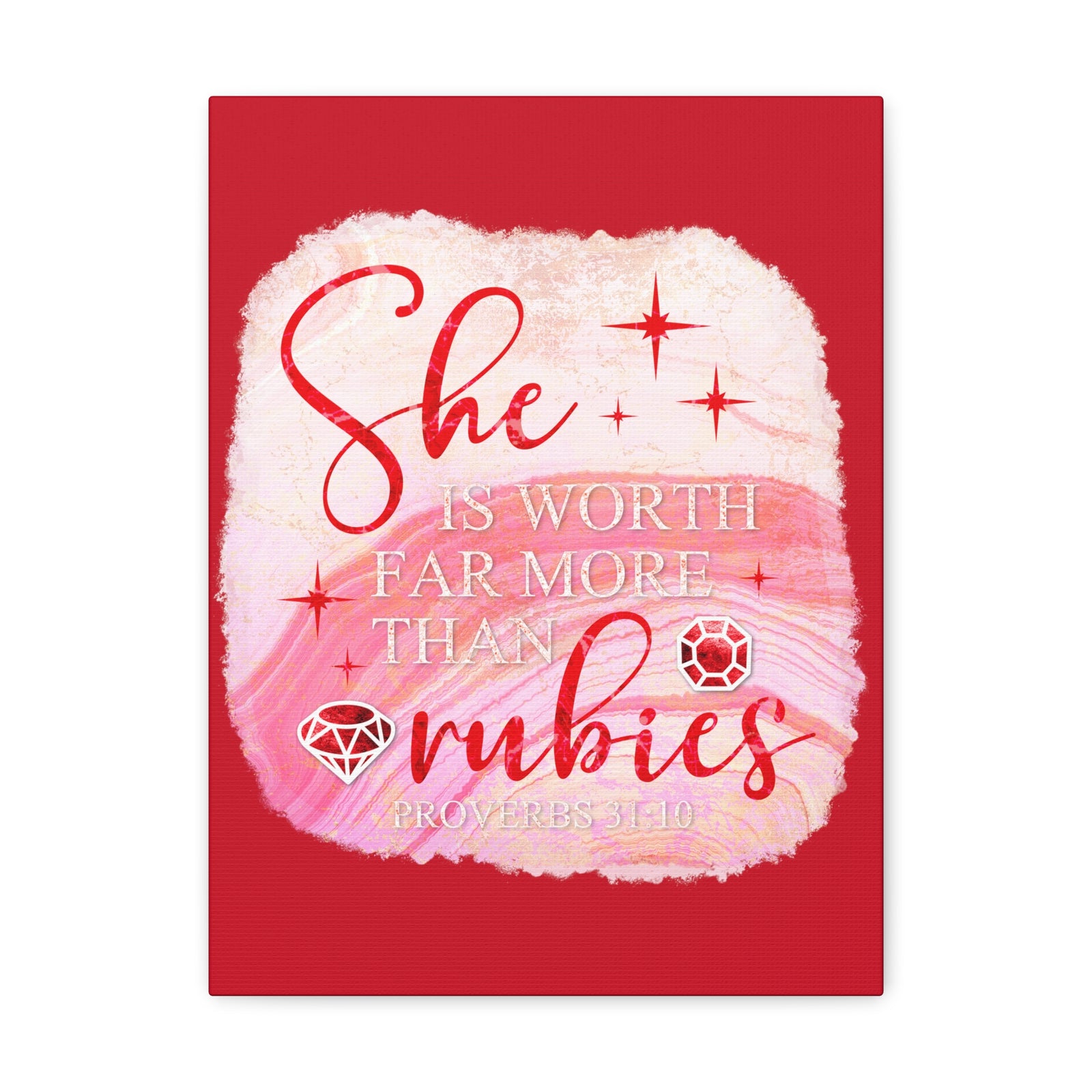 Scripture Walls Proverbs 31:10 Rubies Bible Verse Canvas Christian Wall Art Ready to Hang Unframed-Express Your Love Gifts
