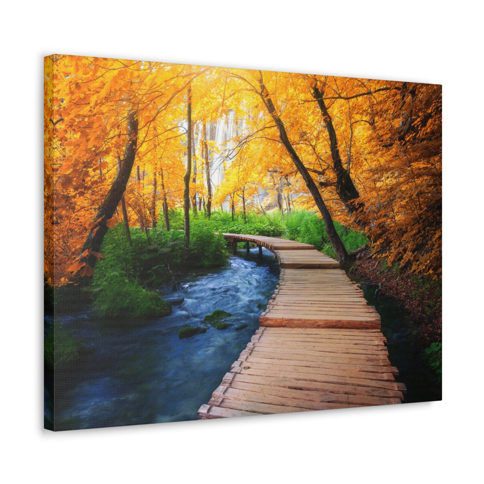 Path Autumn Orange Tree Nature Wilderness Photography Canvas Wall Art for Home Decor Ready-to-Hang-Express Your Love Gifts