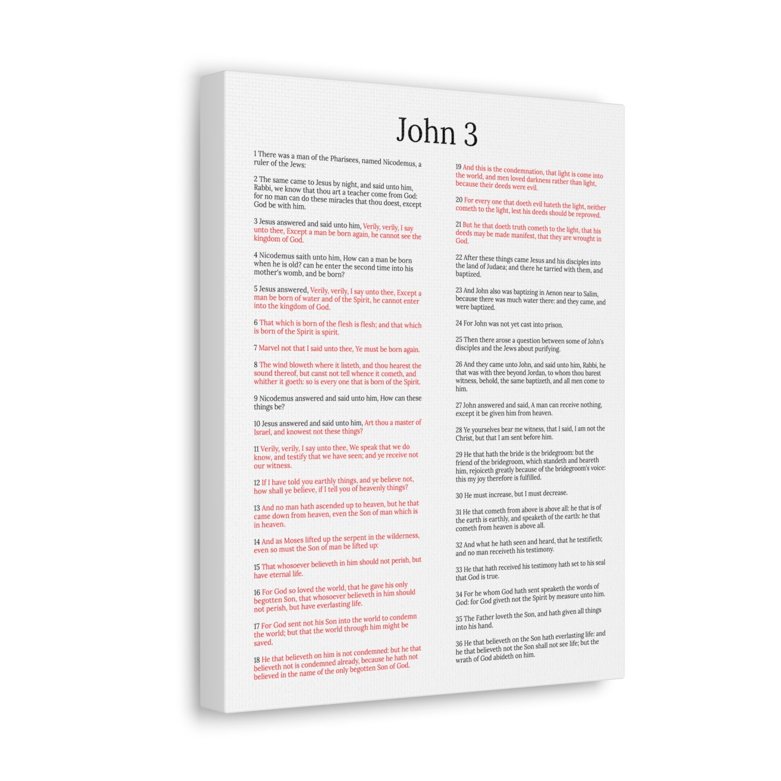 Scripture Walls John 3 Jesus and Nicodemus White Christian Wall Art Print Ready to Hang Unframed-Express Your Love Gifts