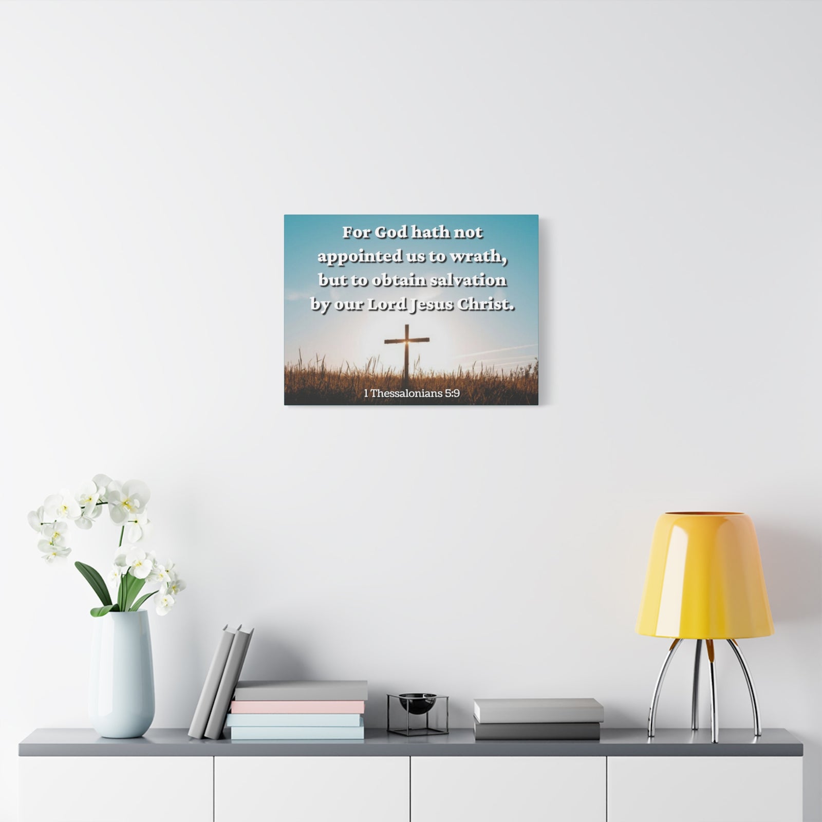 Scripture Canvas To Obtain Salvation 1 Thessalonians 5:9 Christian Wall Art Bible Verse Print Ready to Hang-Express Your Love Gifts