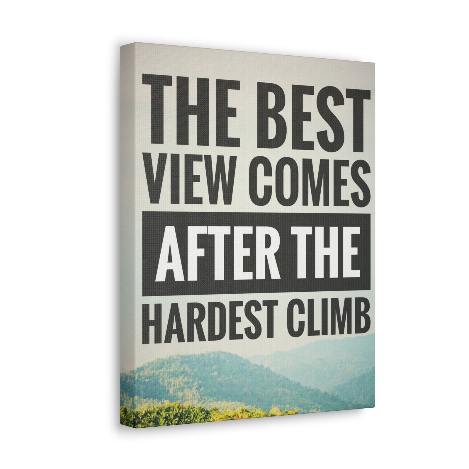 Inspirational Quote Canvas The Best View Comes Motivational Print Ready to Hang Artwork-Express Your Love Gifts