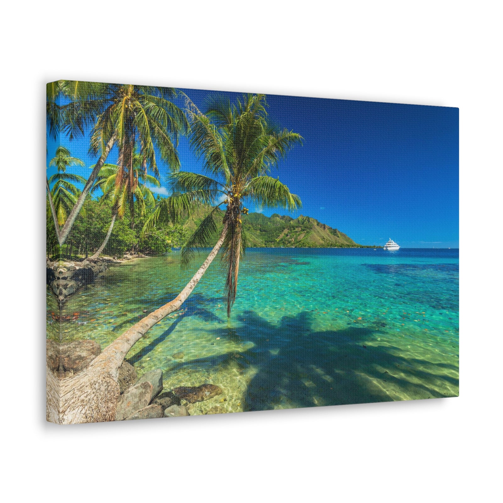 Palm Trees Quiet Beach Ocean Canvas Wall Art for Home Decor Ready-to-Hang-Express Your Love Gifts