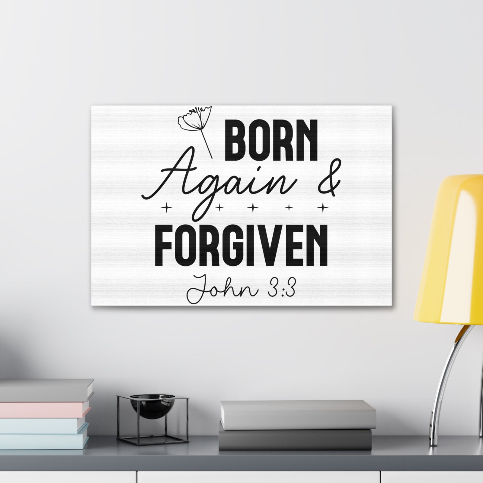 Scripture Walls John 3:3 Born Again and Forgiven Bible Verse Canvas Christian Wall Art Ready to Hang Unframed-Express Your Love Gifts
