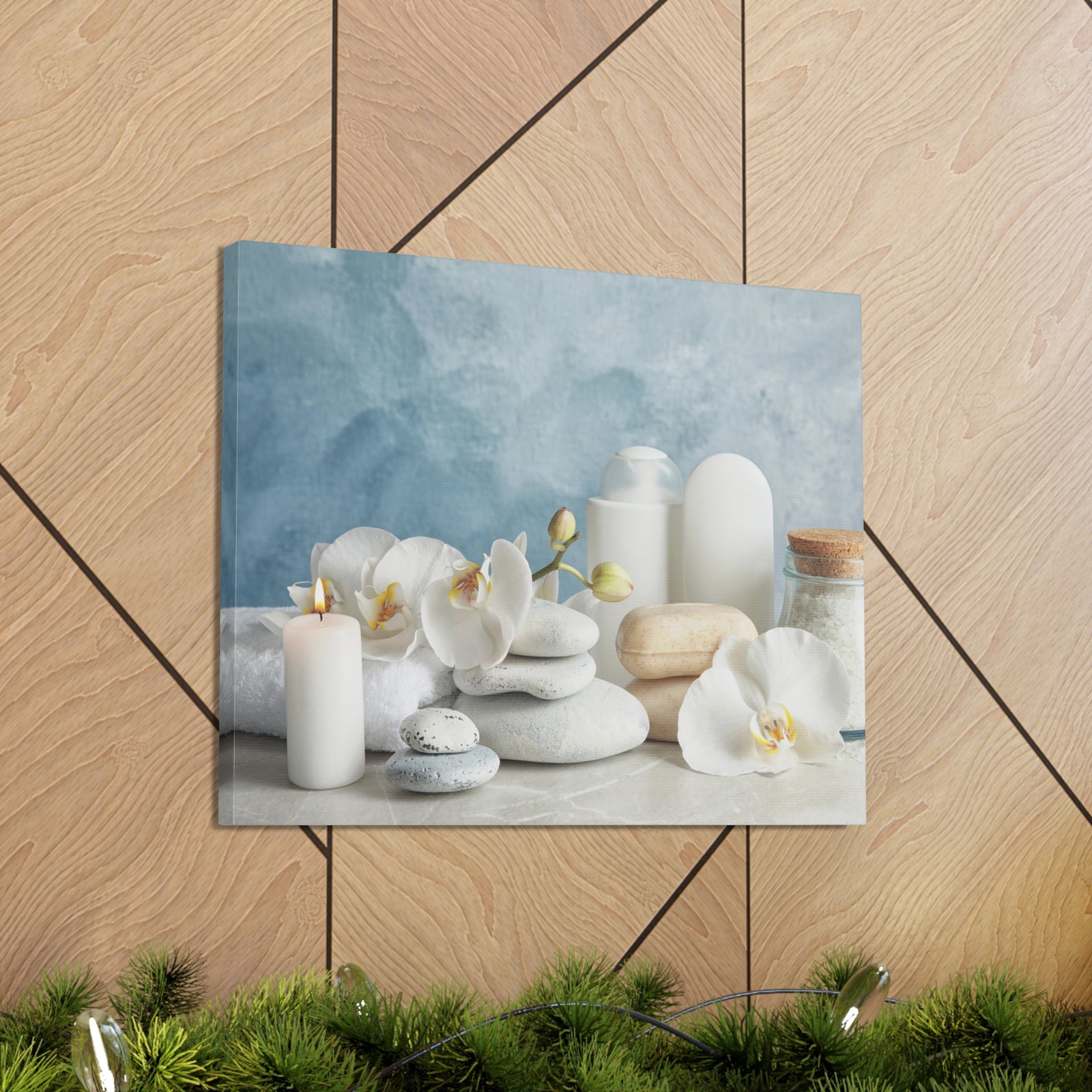 Stones on Light Table Forest Floral Nature Photography Canvas Wall Art for Home Decor Ready-to-Hang-Express Your Love Gifts