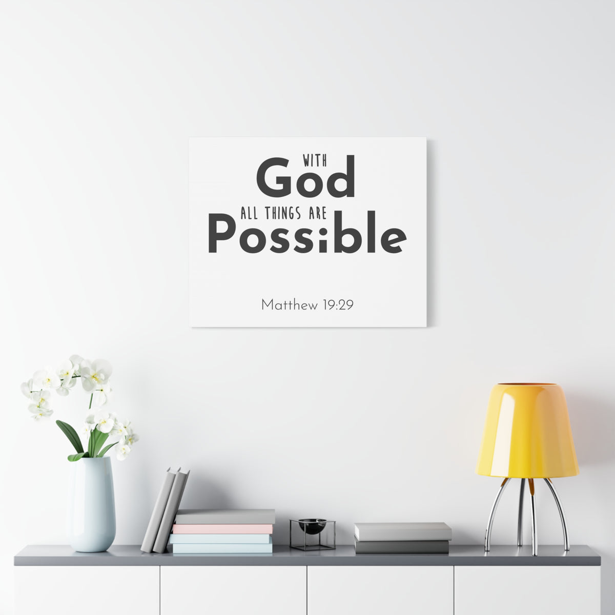 Scripture Canvas With God All Things Matthew 19:29 Christian Wall Art Bible Verse Print Ready To Hang-Express Your Love Gifts
