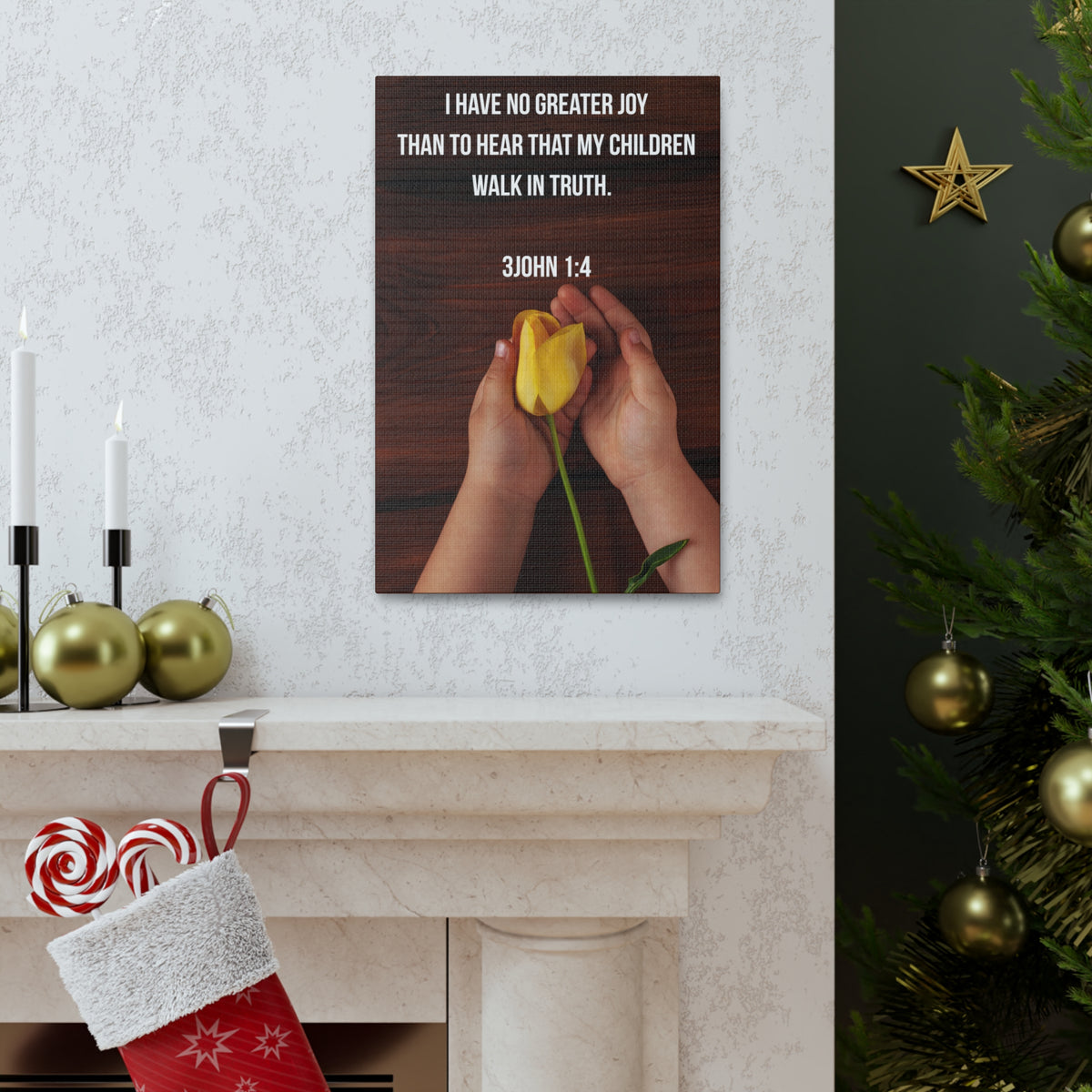 Scripture Canvas Walk In Truth 3 John 1:4 Christian Wall Art Bible Verse Print Ready to Hang-Express Your Love Gifts