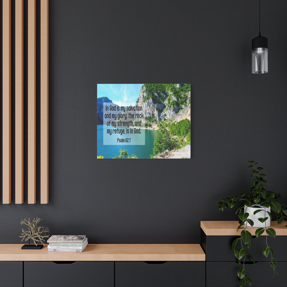 Scripture Canvas In God is My Salvation Psalm 62:7 Christian Wall Art Bible Verse Print Ready to Hang-Express Your Love Gifts