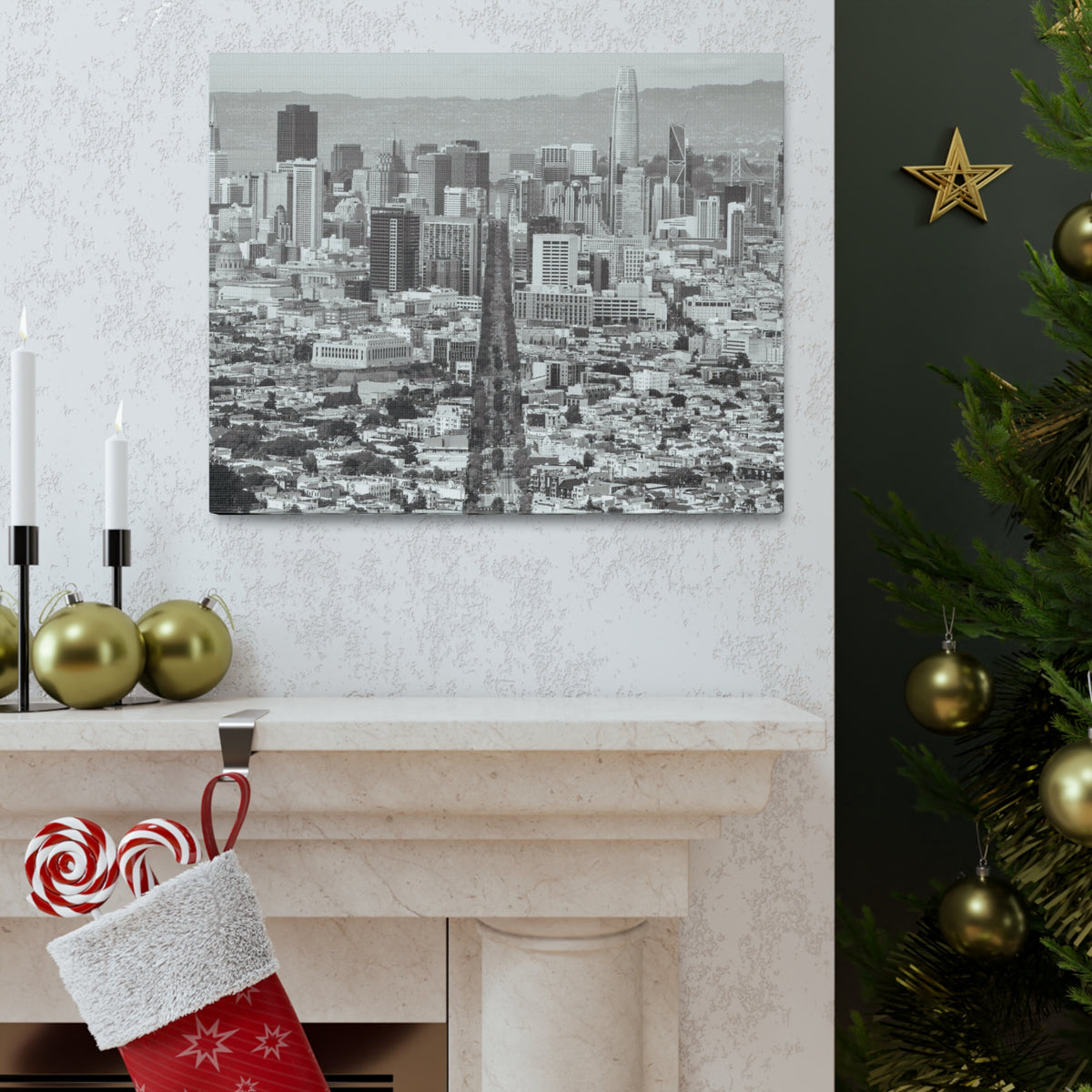 San Francisco Black And White Skyline Canvas Artwork High-Quality Breathtaking Stunning Cityscape for Home Decor Ready to Hang-Express Your Love Gifts