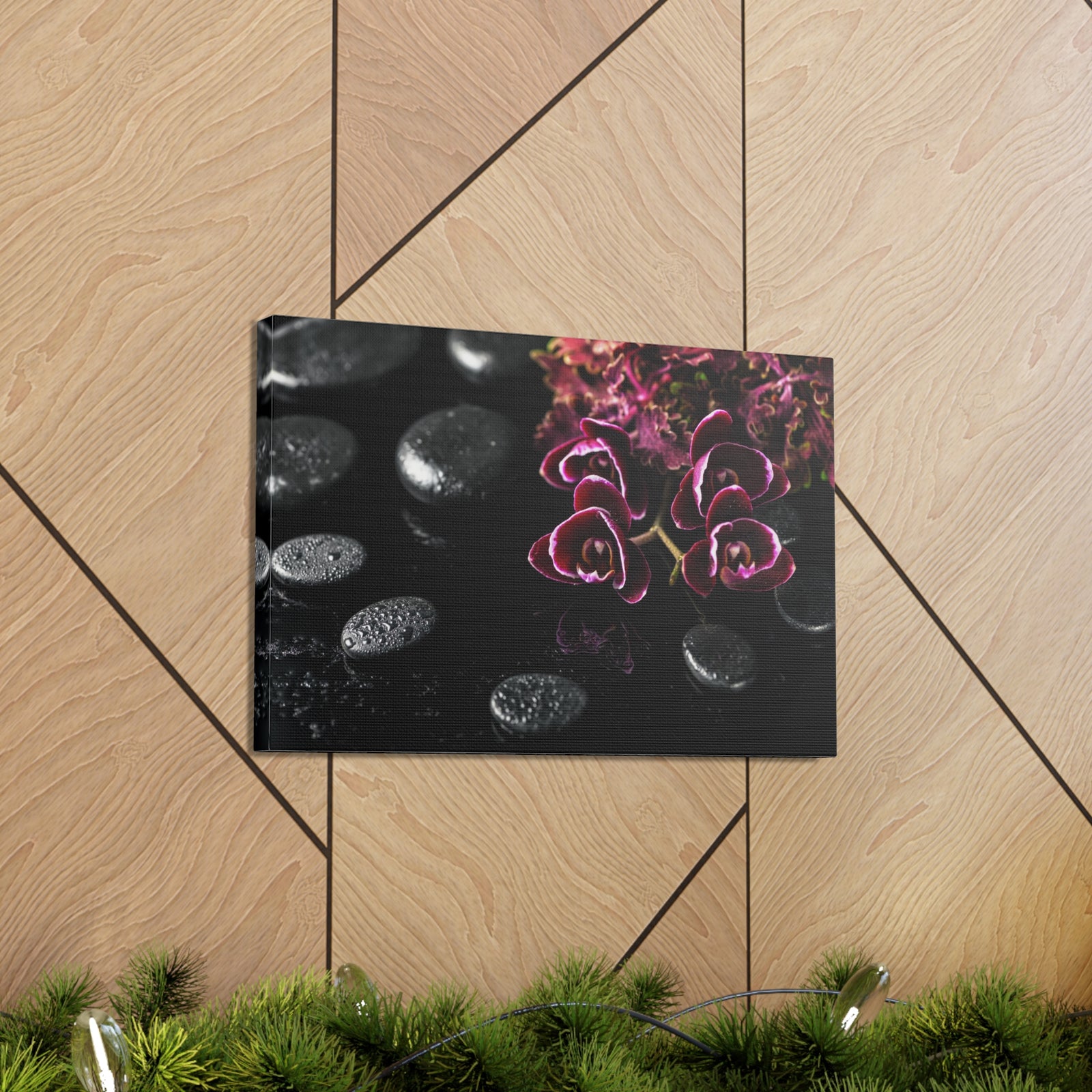 Dark Cherry Orchid Forest Floral Nature Photography Canvas Wall Art for Home Decor Ready-to-Hang-Express Your Love Gifts