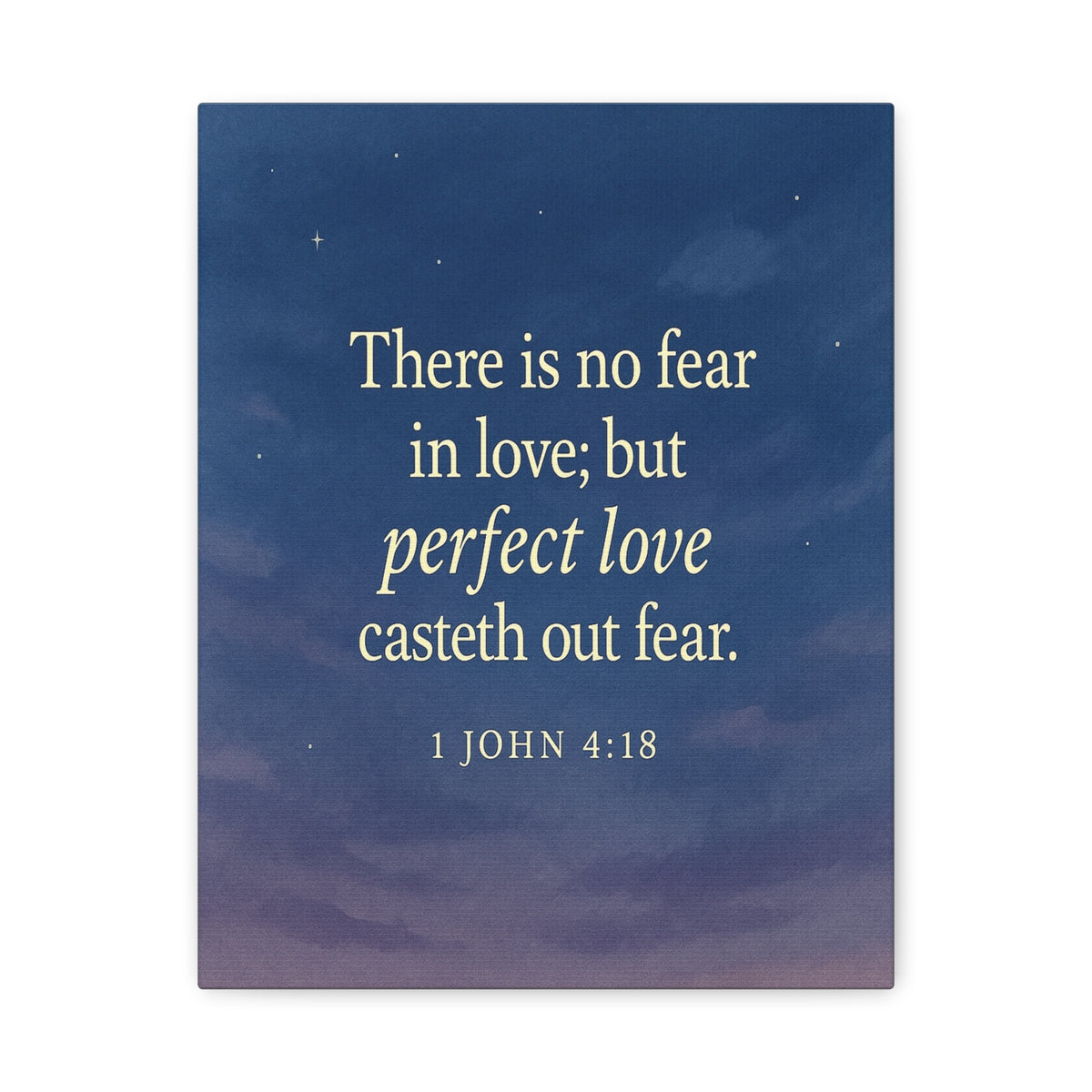 Bible Verse Canvas 1 John 4:18 Christian Home Décor Wall Art Scripture Ready to Hang Faith Print-Express Your Love Gifts