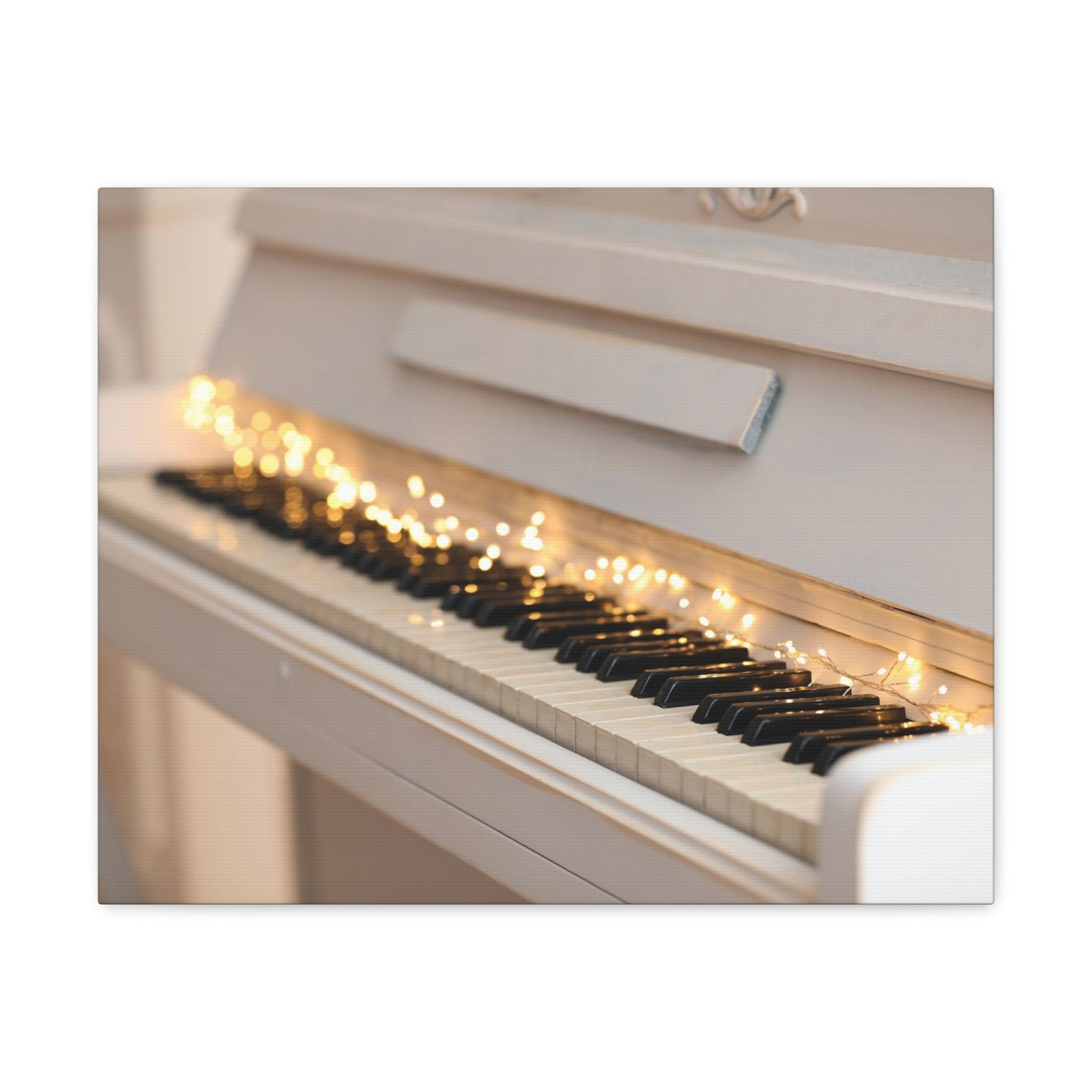 Piano with Glowing Garland Music Lover's Delight Piano Keyboard Canvas Wall Art for Home Decor Ready-to-Hang-Express Your Love Gifts
