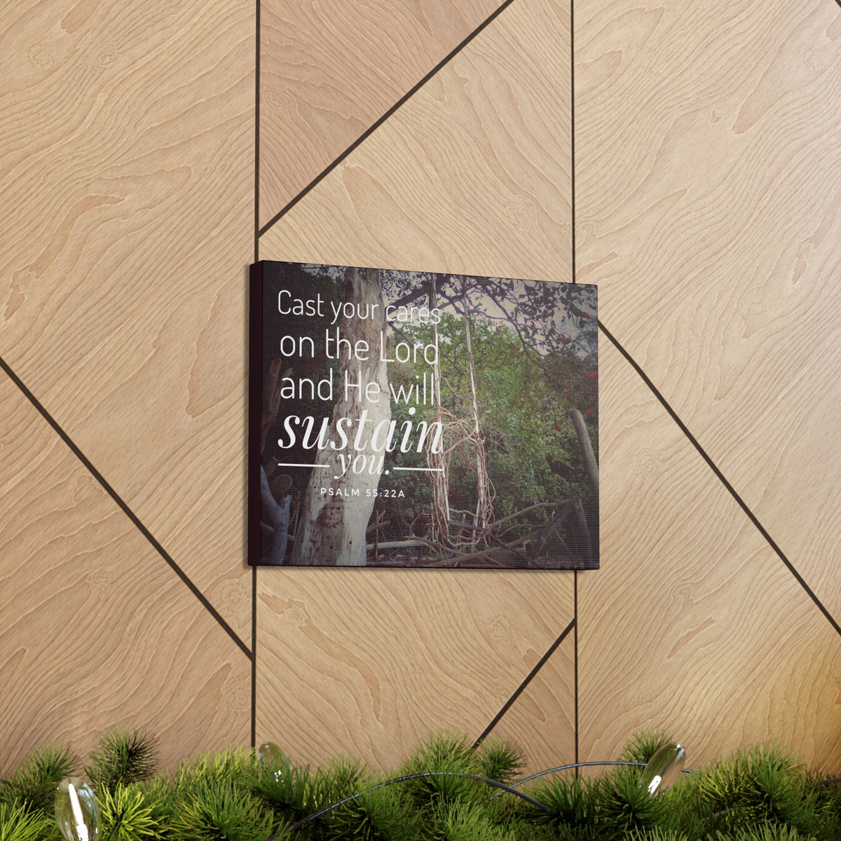 Scripture Walls He Will Sustain You Psalm 55:22 Bible Verse Canvas Christian Wall Art Ready to Hang-Express Your Love Gifts