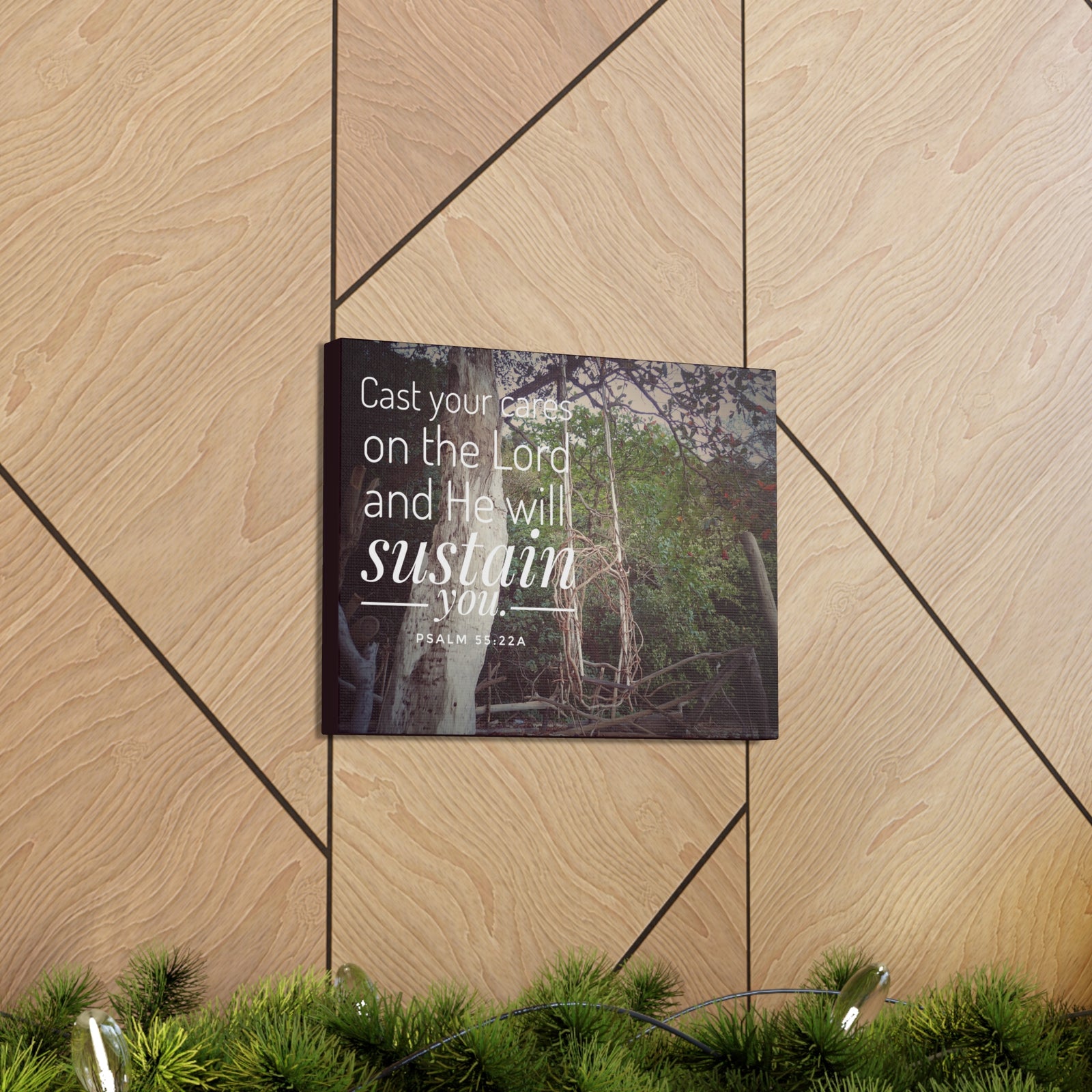 Scripture Walls He Will Sustain You Psalm 55:22 Bible Verse Canvas Christian Wall Art Ready to Hang-Express Your Love Gifts