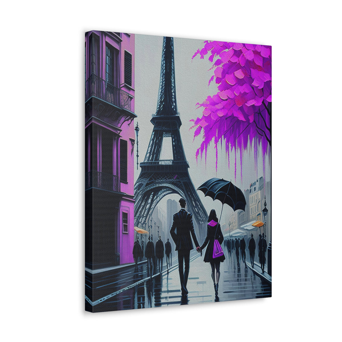 Romantic Couple Paris Eiffel Tower France Canvas Artwork High-Quality Breathtaking French City for Home Decor Ready to Hang-Express Your Love Gifts