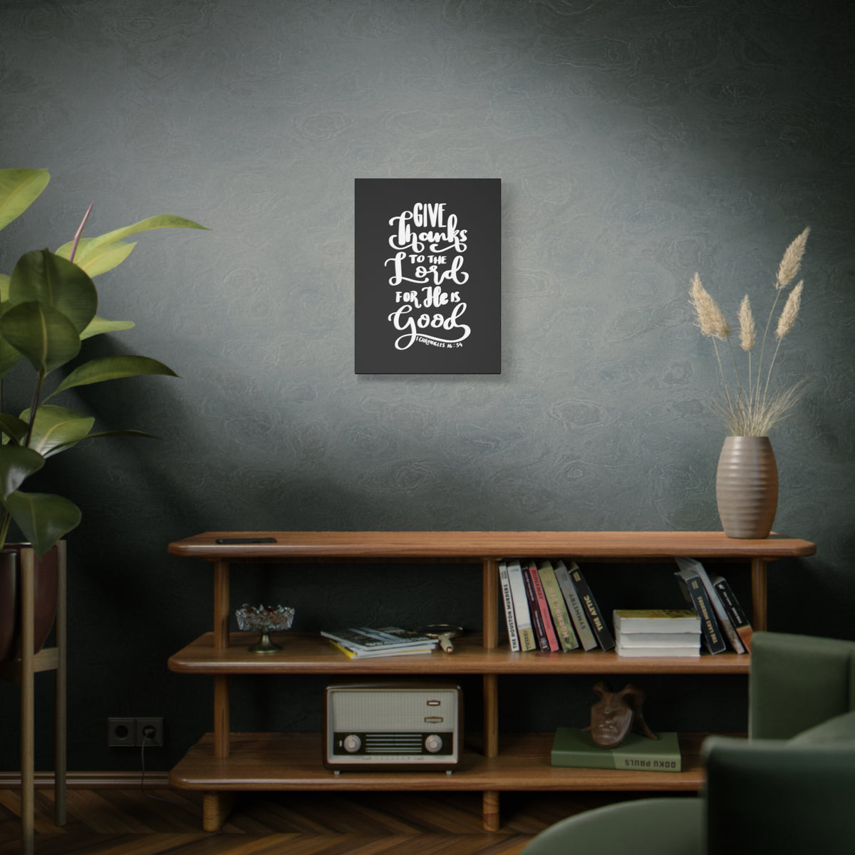 Scripture Walls Give Thanks To The Lord 1 Chronicles 16:34 Bible Verse Canvas Christian Wall Art Ready to Hang-Express Your Love Gifts