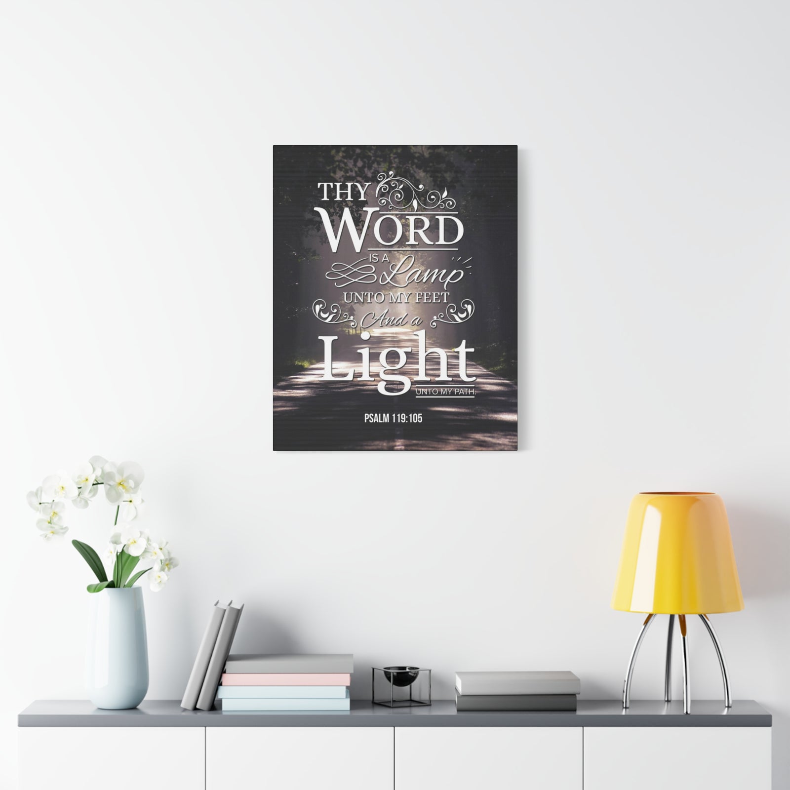 Bible Verse Canvas Thy Word is a Lamp Unto my Feet Psalm 119:105 Bible Verse Wall Art Scripture Art Faith Artwork Christian Home Decor-Express Your Love Gifts