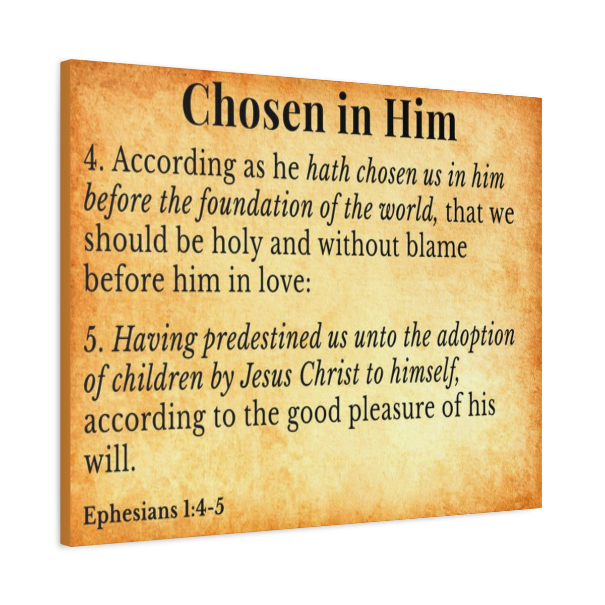 Scripture Walls Ephesians 1:4-5 Chosen in Christ Gold Bible Verse Canvas Christian Wall Art Ready to Hang Unframed-Express Your Love Gifts