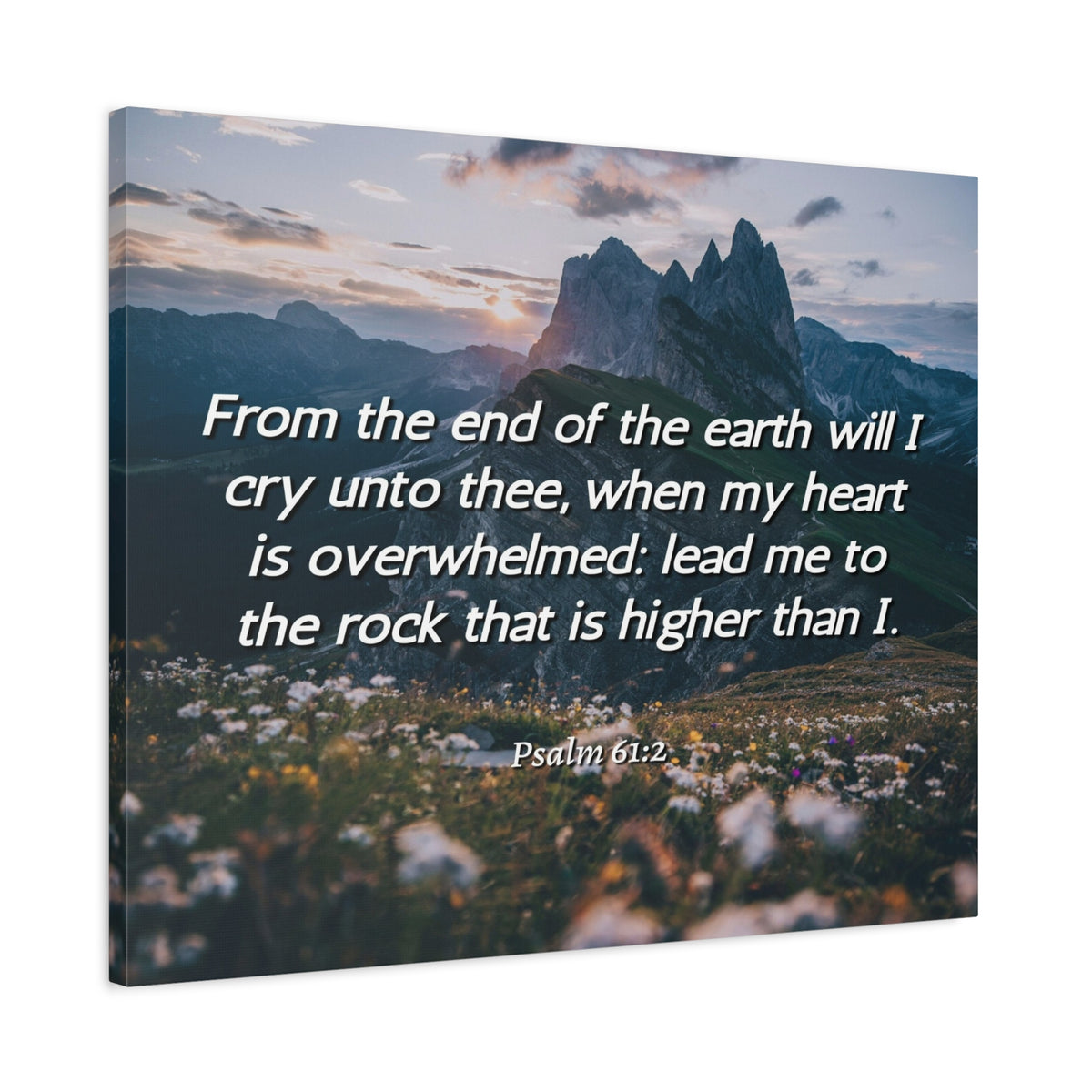 Scripture Canvas Heart Is Overwhelmed Psalms 61:2 Christian Wall Art Bible Verse Print Ready to Hang-Express Your Love Gifts