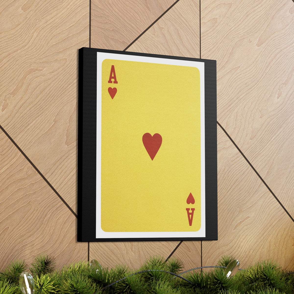 Golden Ace Of Hearts Isolated White Background Playing Card Canvas Wall Art for Home Decor Ready-to-Hang-Express Your Love Gifts