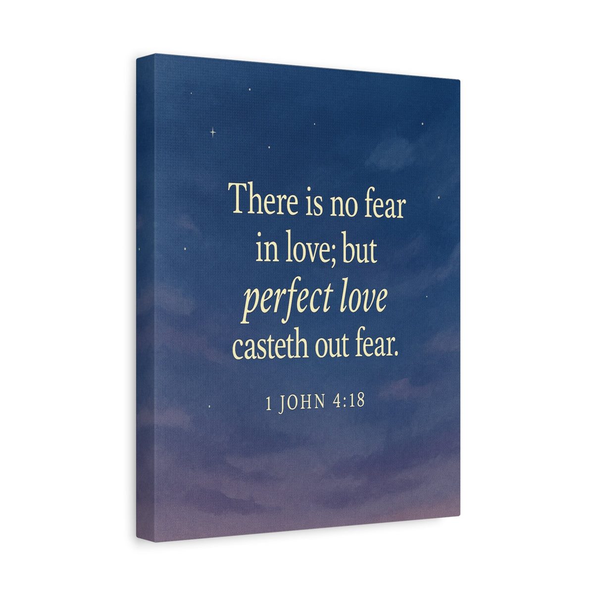 Bible Verse Canvas 1 John 4:18 Christian Home Décor Wall Art Scripture Ready to Hang Faith Print-Express Your Love Gifts