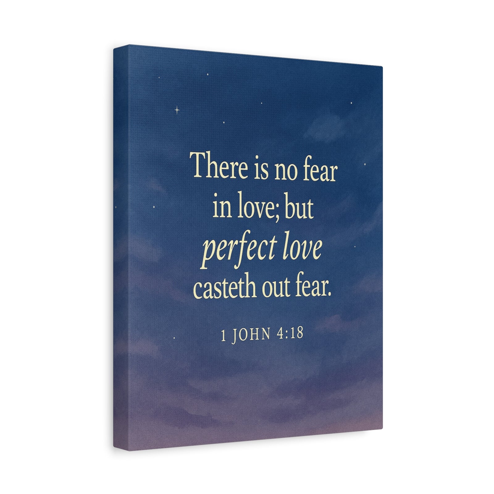Bible Verse Canvas 1 John 4:18 Christian Home Décor Wall Art Scripture Ready to Hang Faith Print-Express Your Love Gifts