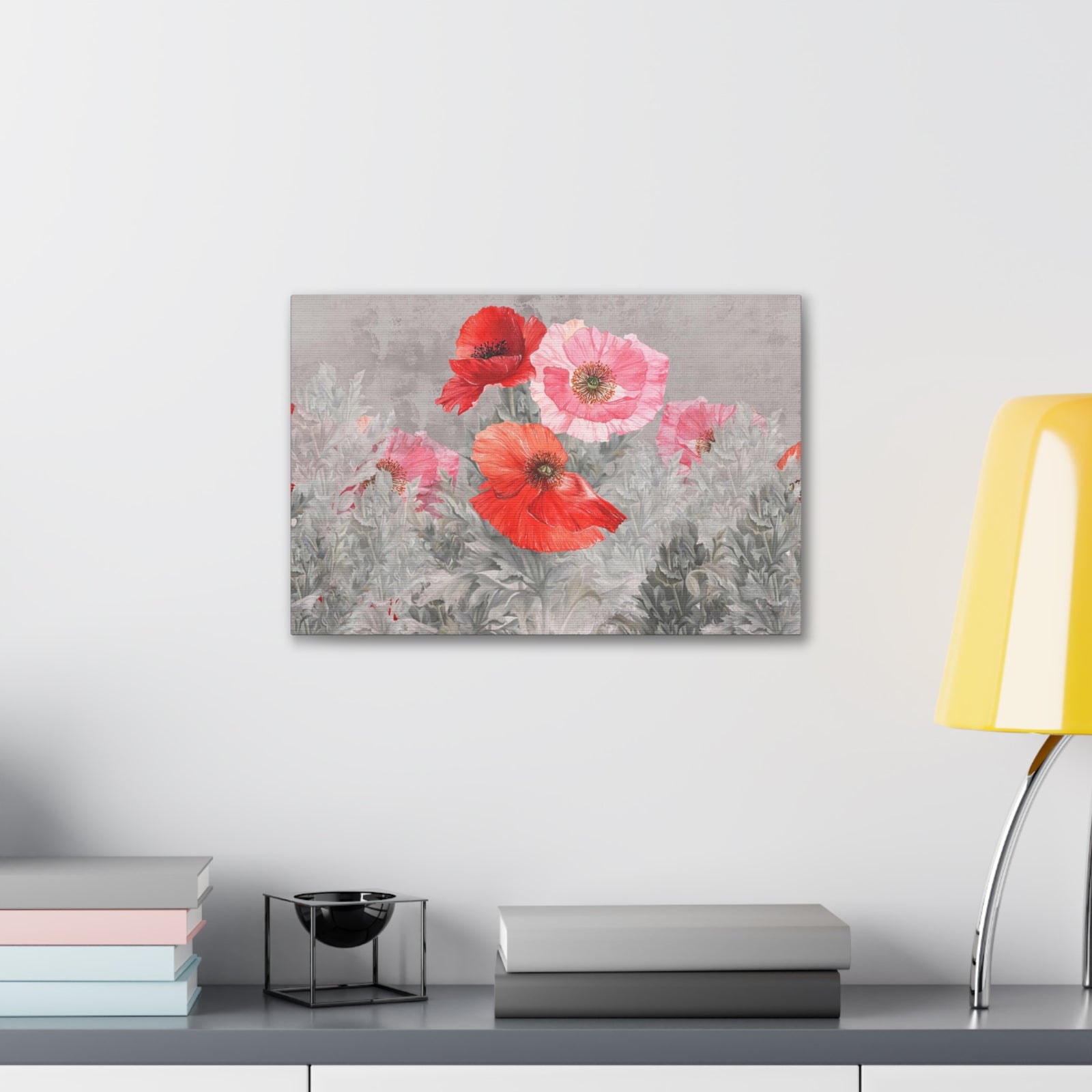 Poppies Flowers Illustration Flower Canvas Wall Art for Home Decor Ready-to-Hang-Express Your Love Gifts