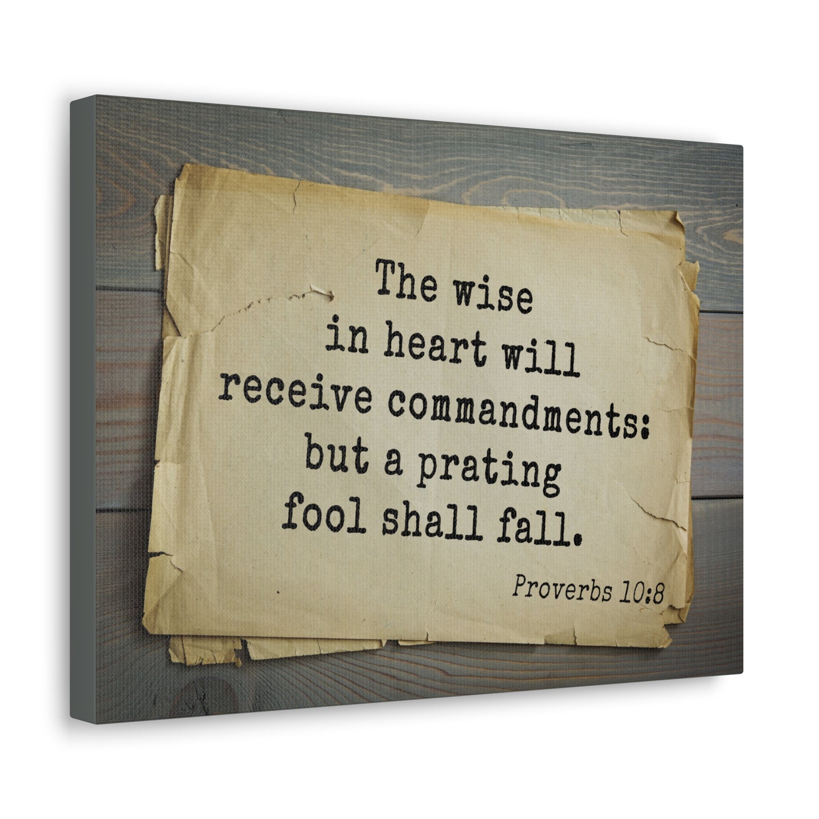 Scripture Canvas The Wise Proverbs 10:8 Christian Wall Art Bible Verse Print Ready to Hang-Express Your Love Gifts