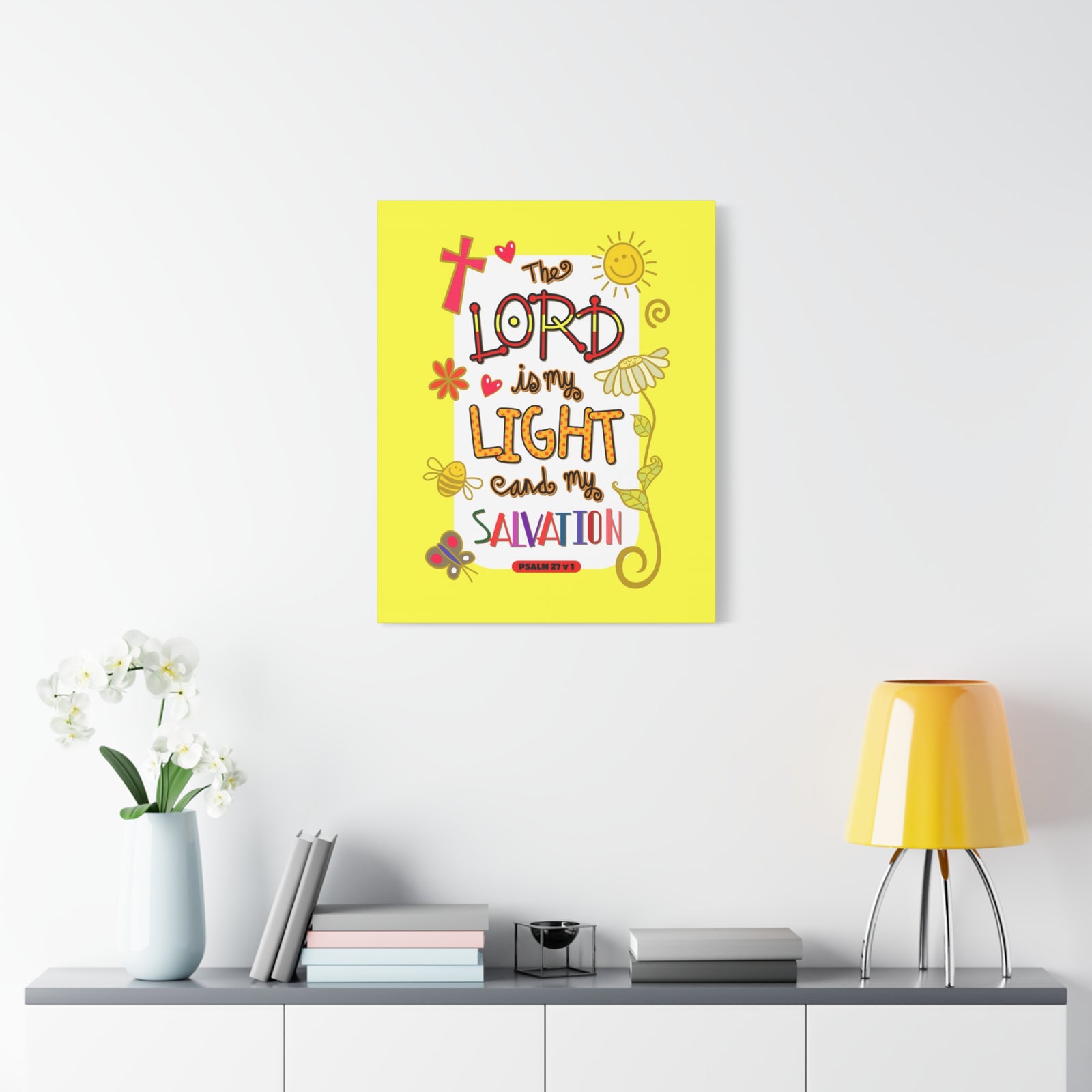 Scripture Walls Lord Is My Light Psalm 27:1 Bible Verse Canvas Christian Wall Art Ready to Hang-Express Your Love Gifts