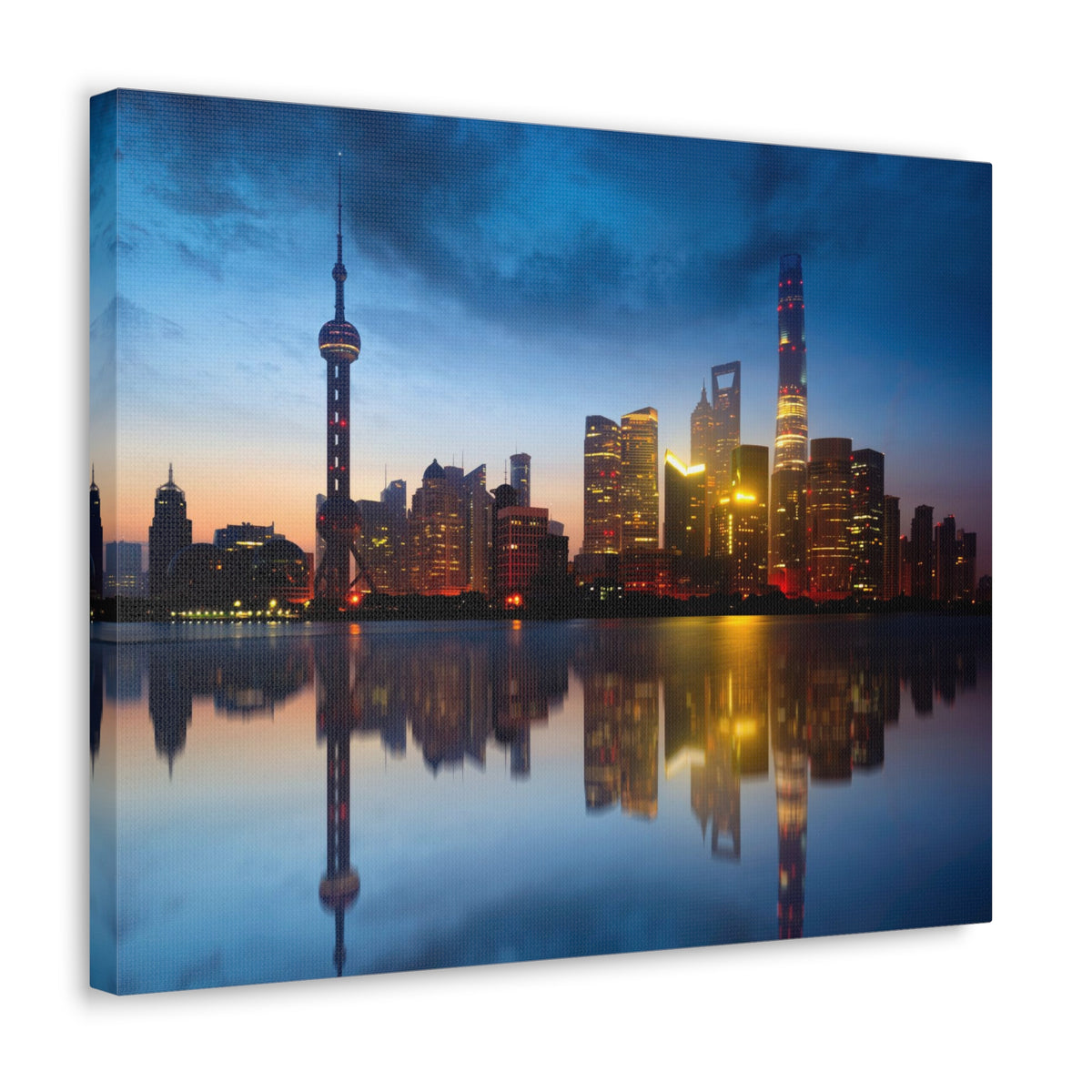 Shanghai Night Skyline Canvas Artwork High-Quality Breathtaking Stunning Cityscape for Home Decor Ready to Hang-Express Your Love Gifts