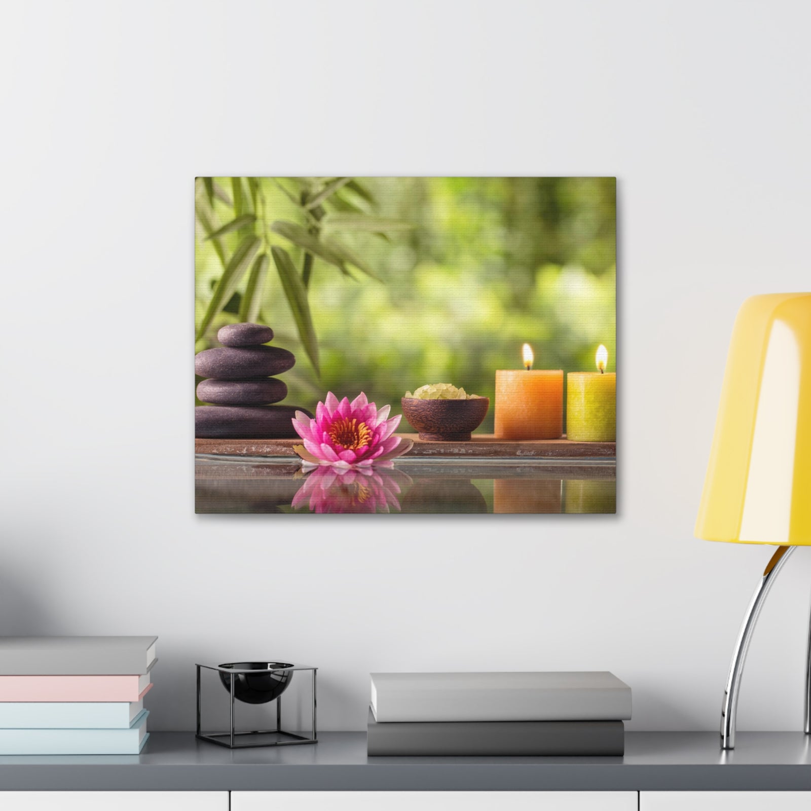 Zen Stone and Salt Forest Floral Nature Photography Canvas Wall Art for Home Decor Ready-to-Hang-Express Your Love Gifts