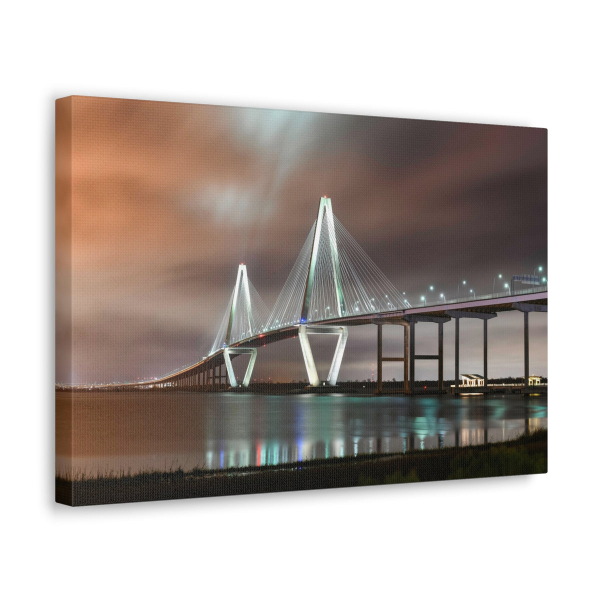 River Bridge Charleston South Carolina Nature Wilderness Photography Canvas Wall Art for Home Decor Ready-to-Hang-Express Your Love Gifts